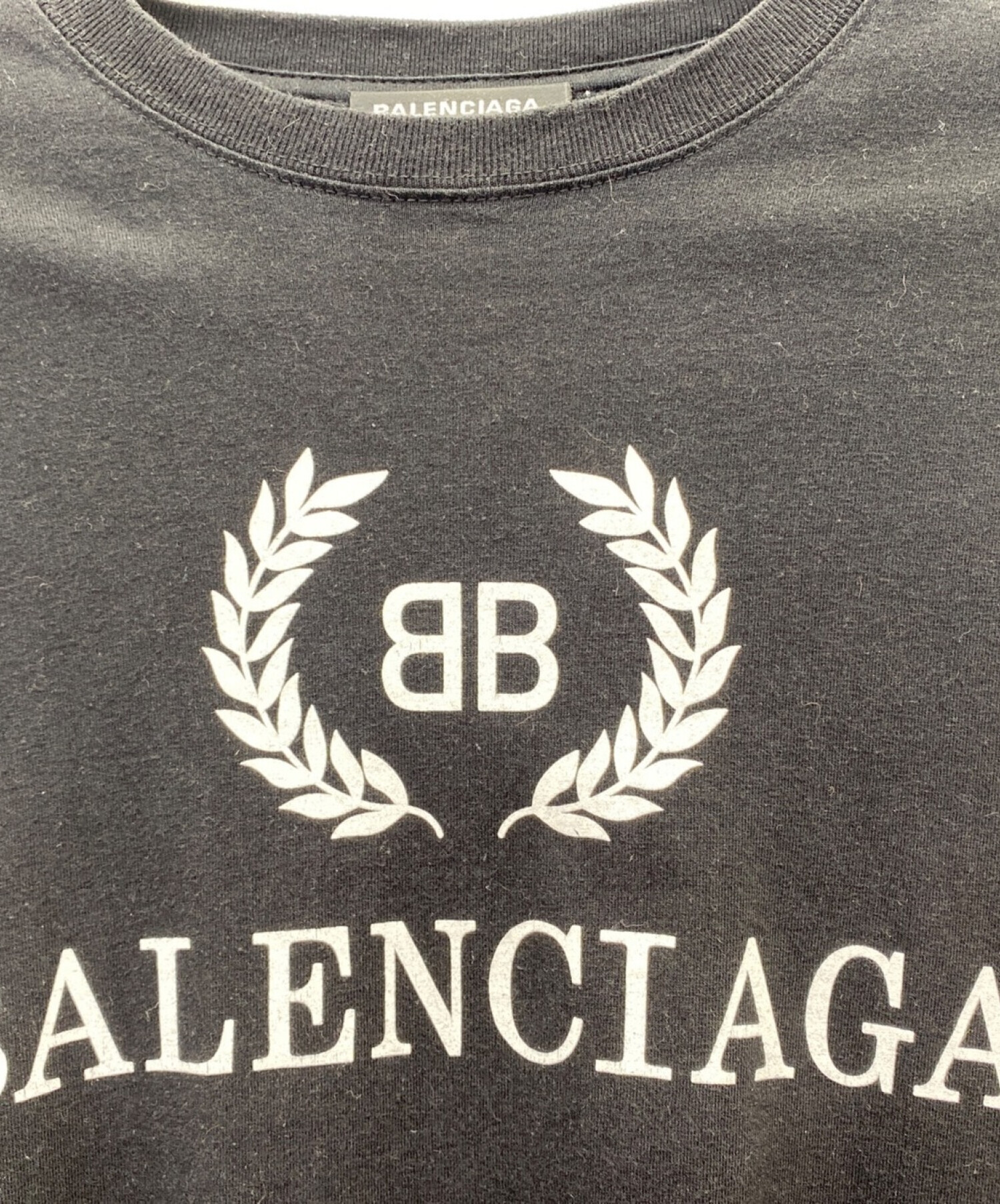 BALENCIAGA バレンシアガ ×adidas ユーズド加工ロゴ刺繍半袖Tシャツ クルーネックカットソー ブラック/レッド 724554 TNVA6