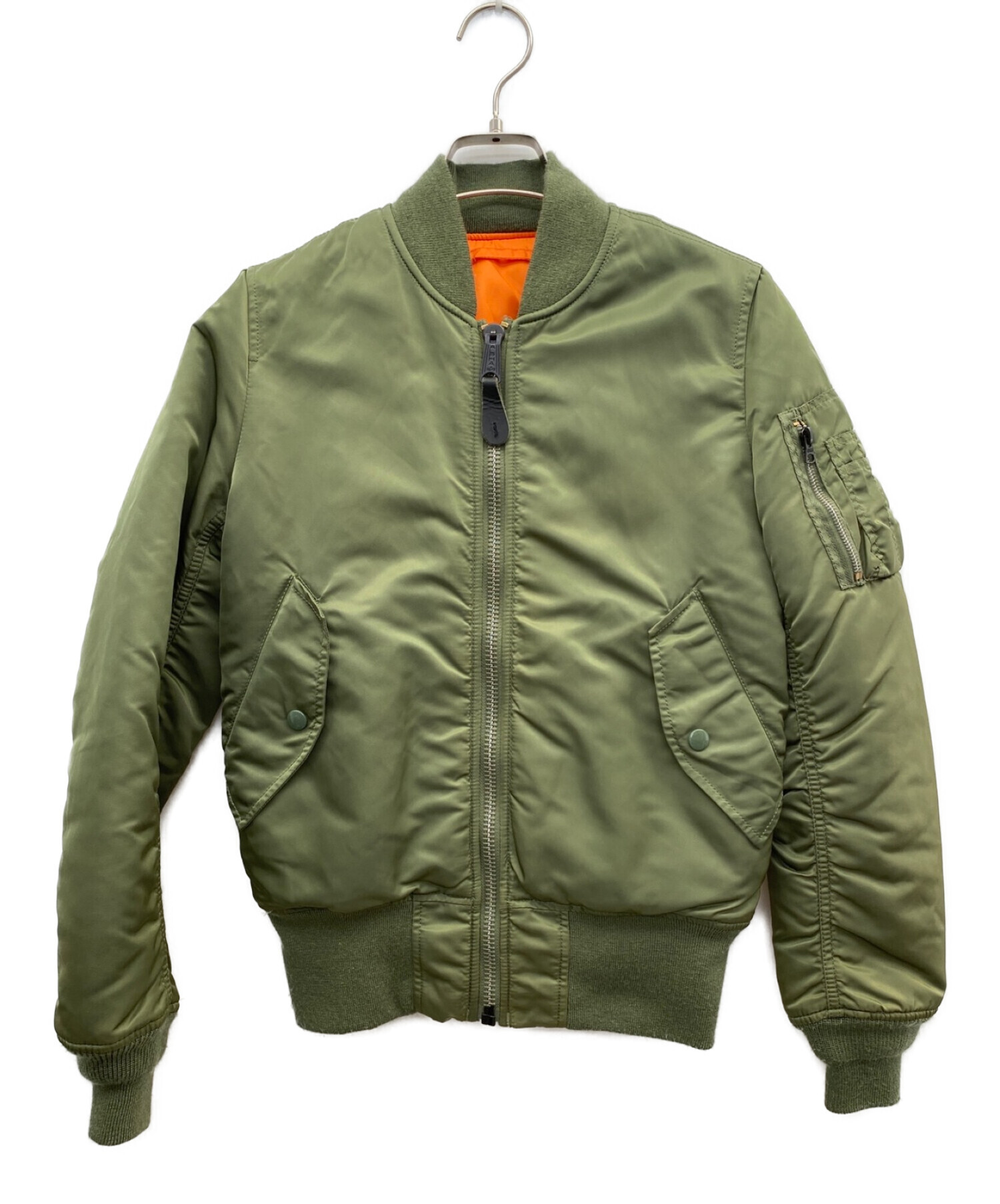 ALPHA (アルファ) MA-1ジャケット グリーン×オレンジ サイズ:XXS