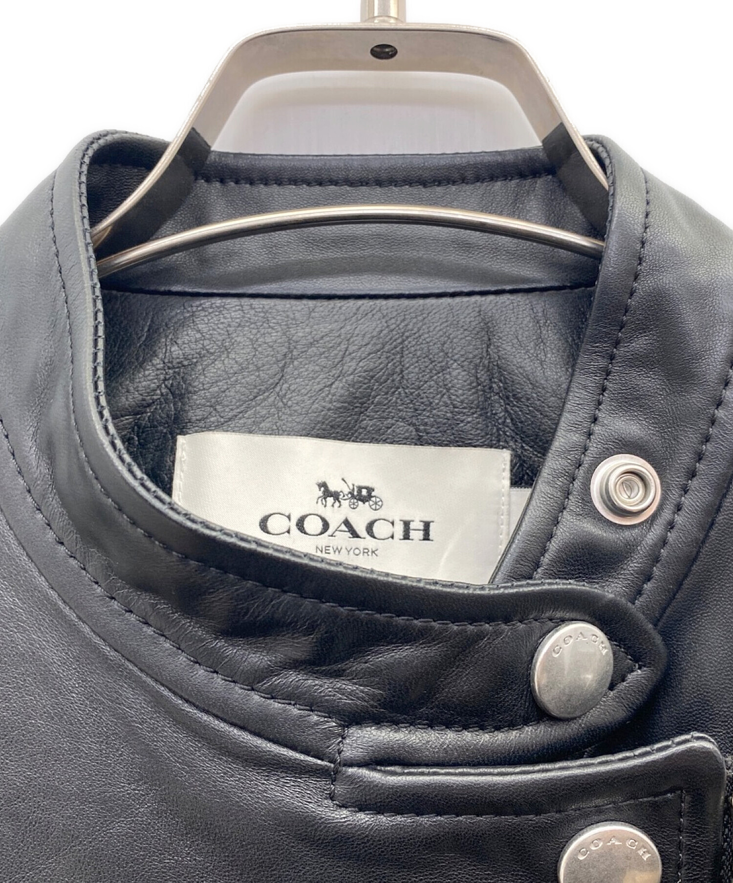 COACH (コーチ) ラムレザージャケット ブラック サイズ:S