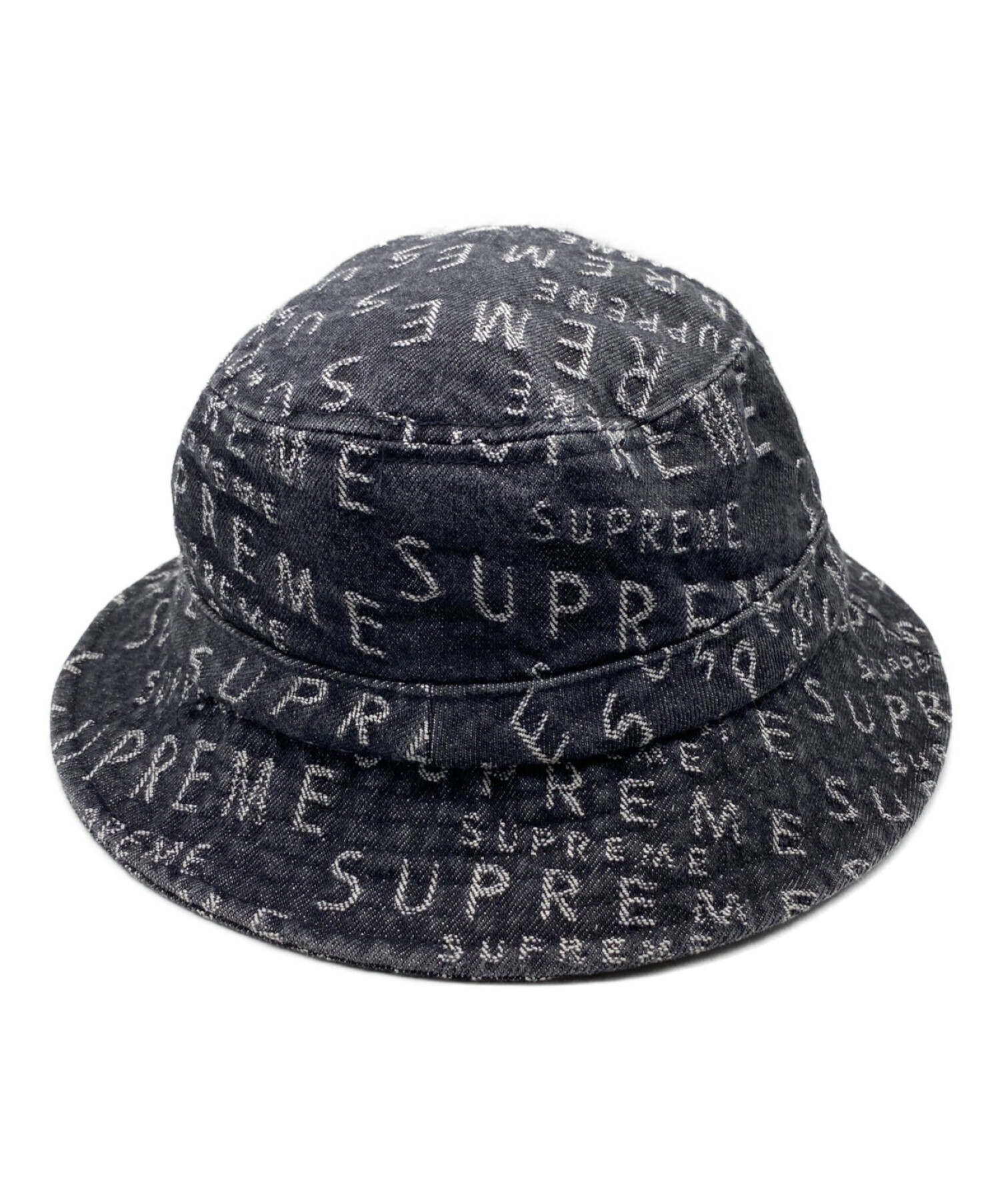 SUPREME (シュプリーム) WARP JACQUARD LOGOS DENIM CRUSHER ブラック サイズ:MEDIUM/LARGE