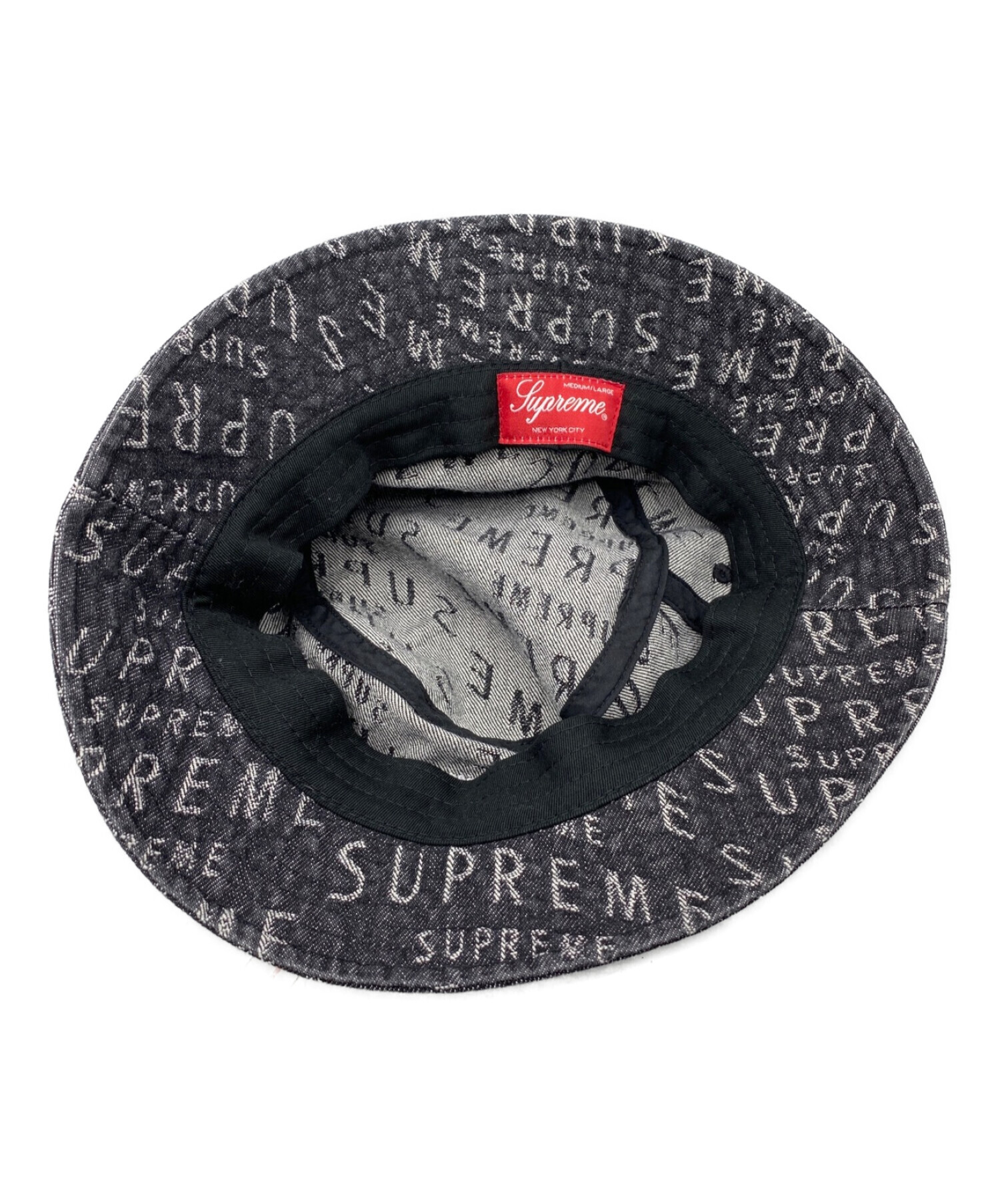 SUPREME (シュプリーム) WARP JACQUARD LOGOS DENIM CRUSHER ブラック サイズ:MEDIUM/LARGE