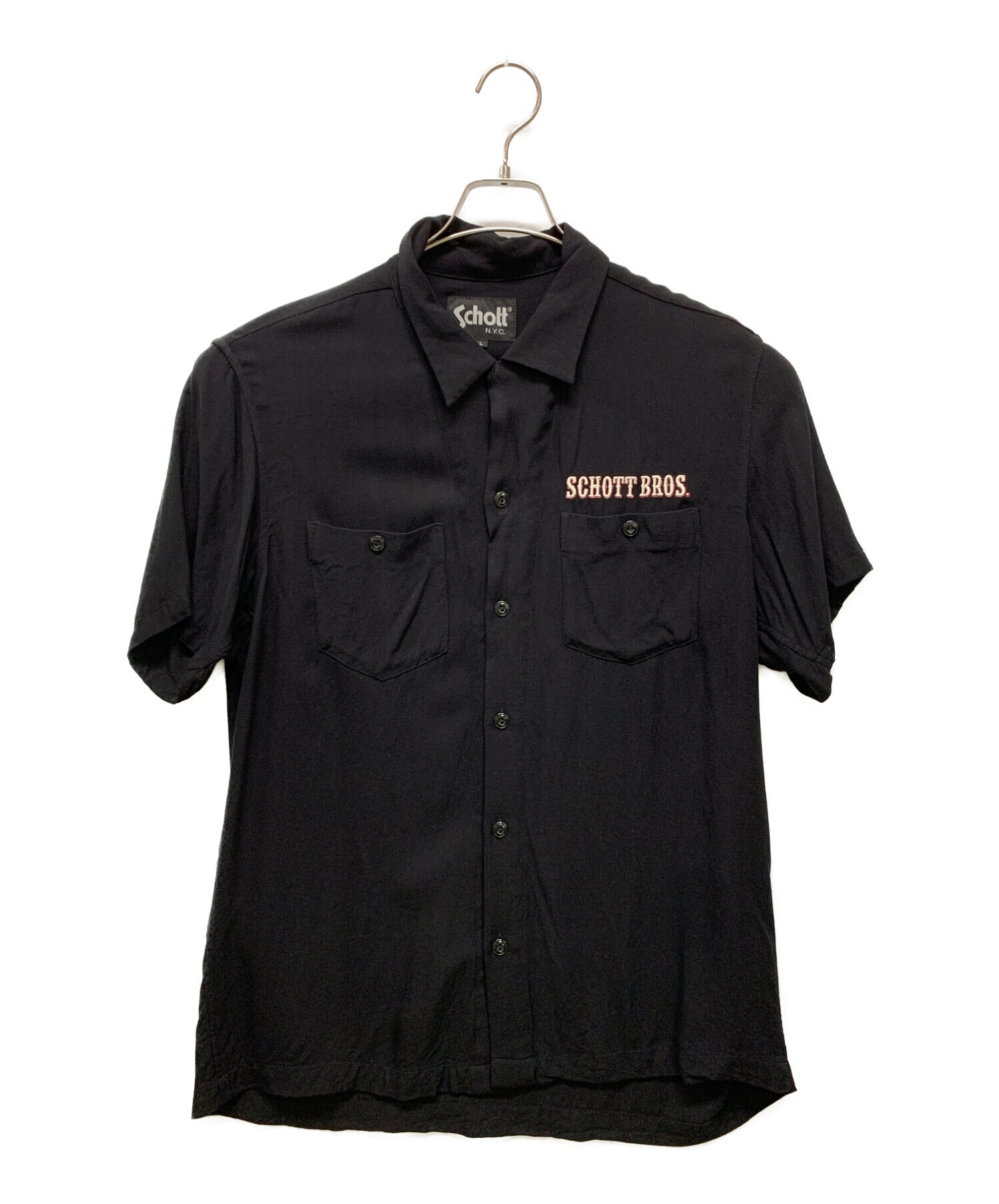 中古・古着通販】Schott (ショット) オープンカラーシャツ ブラック