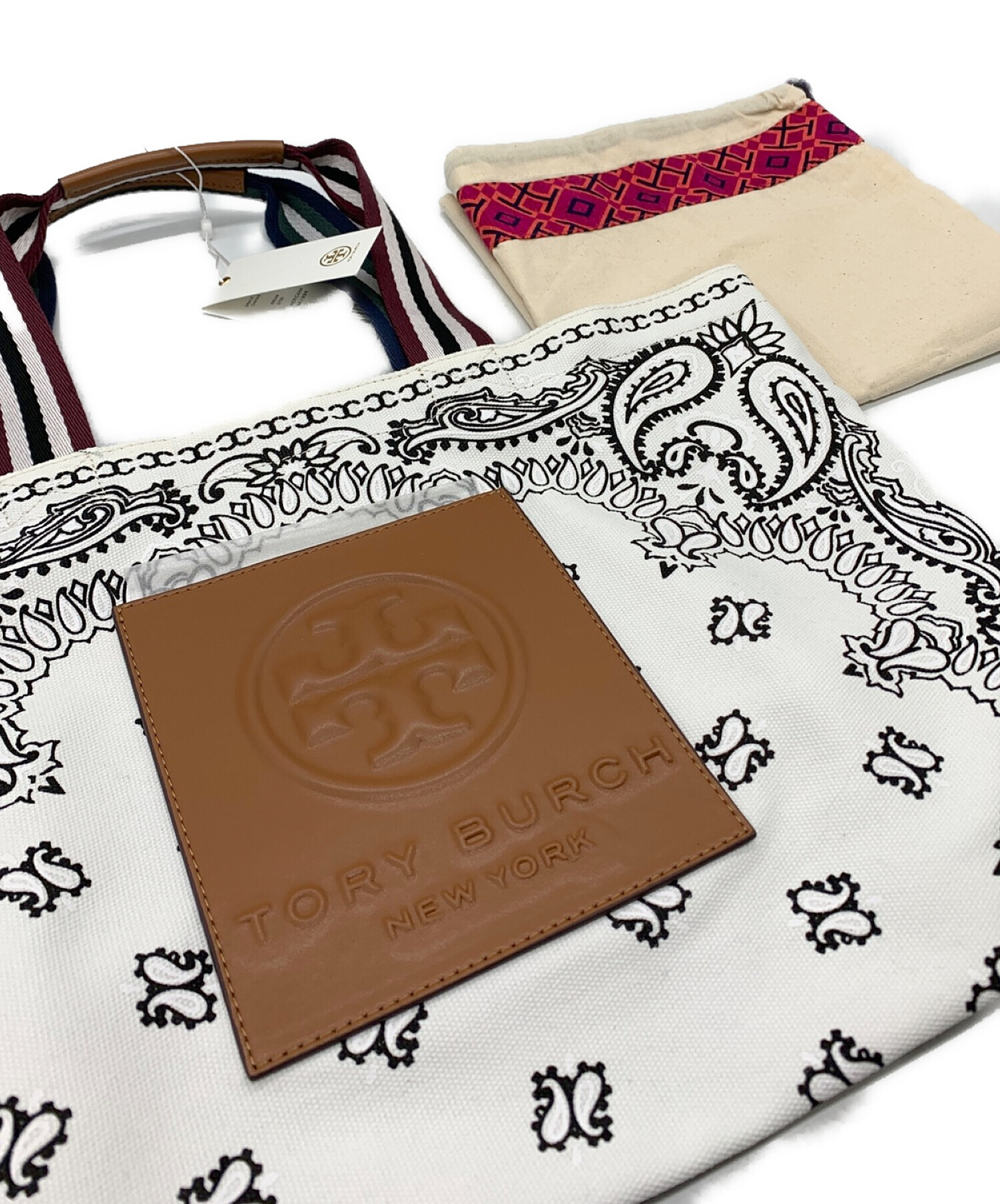 TORY BURCH (トリーバーチ) キャンバストートバッグ ホワイト 未使用品