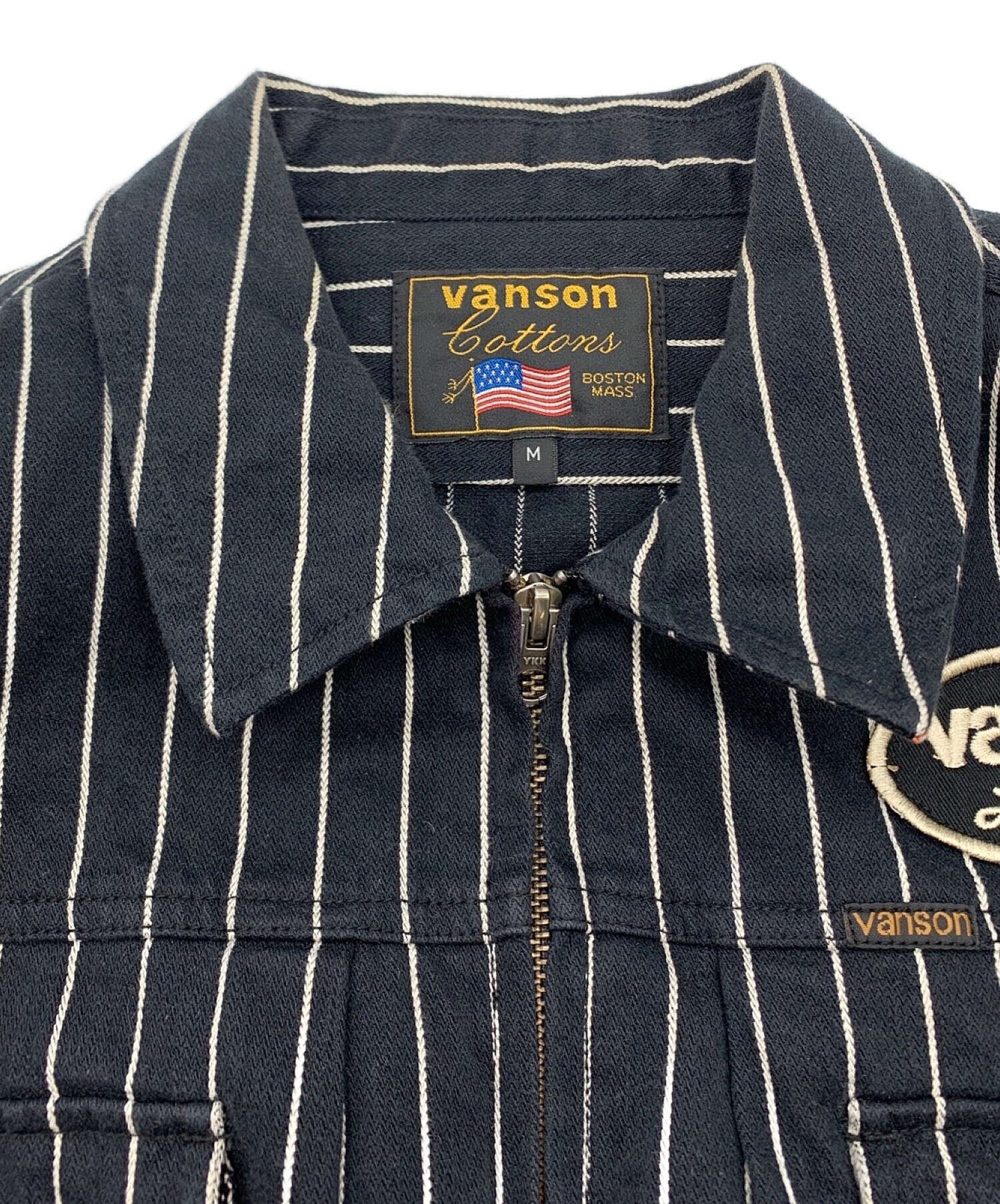 中古・古着通販】VANSON (バンソン) つなぎ ブラック×ホワイト サイズ