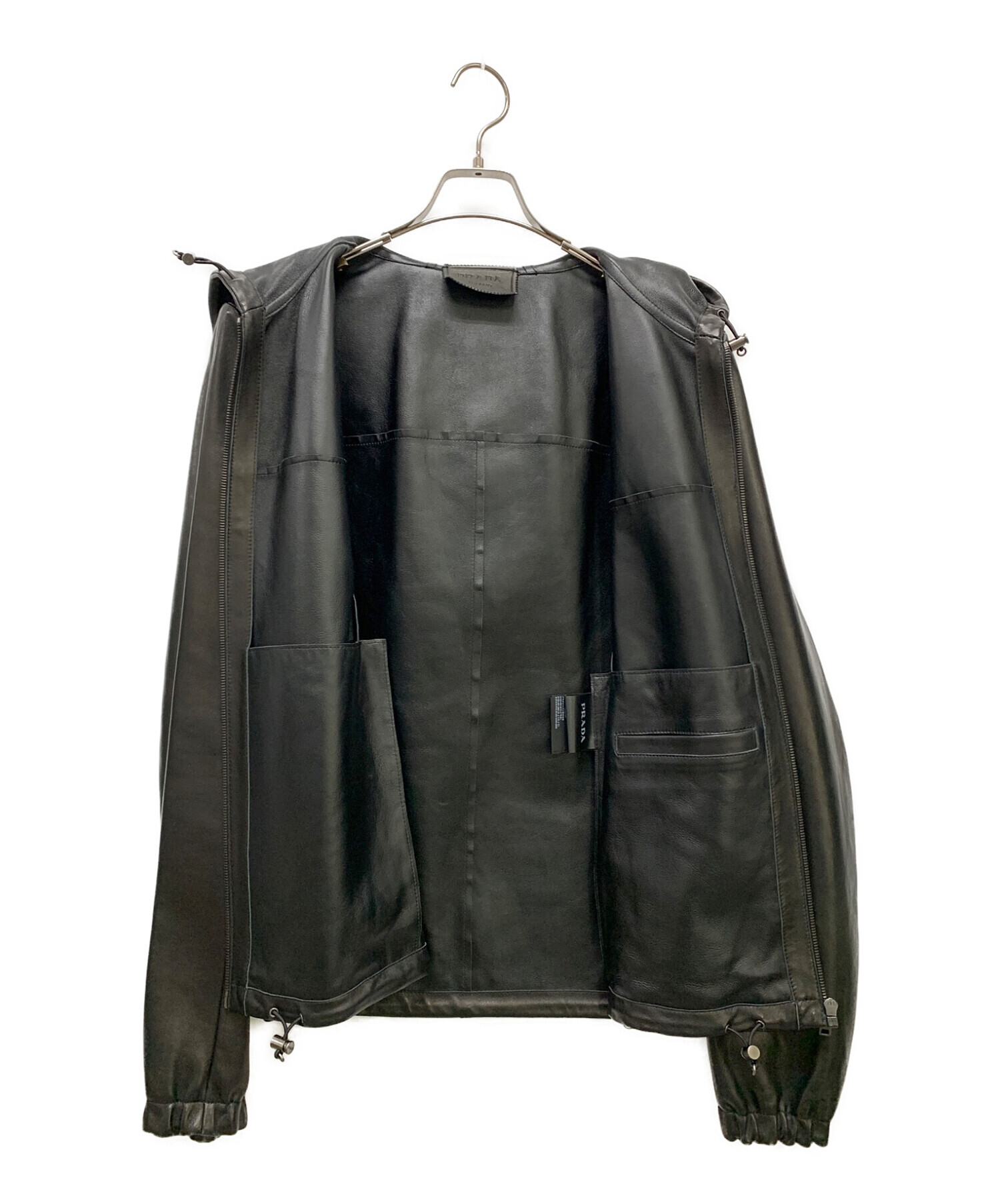 PRADA (プラダ) ラムレザージャケット ブラック サイズ:48