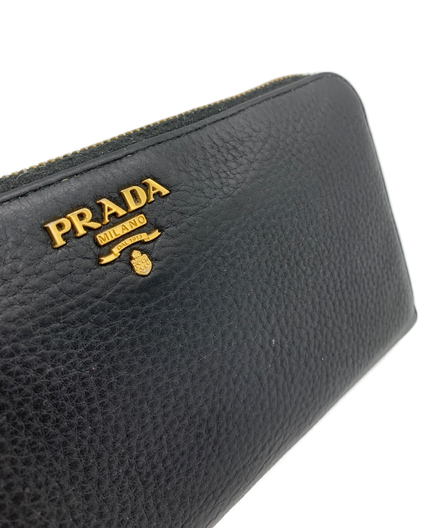 中古・古着通販】PRADA (プラダ) ラウンドファスナー長財布 ブラック