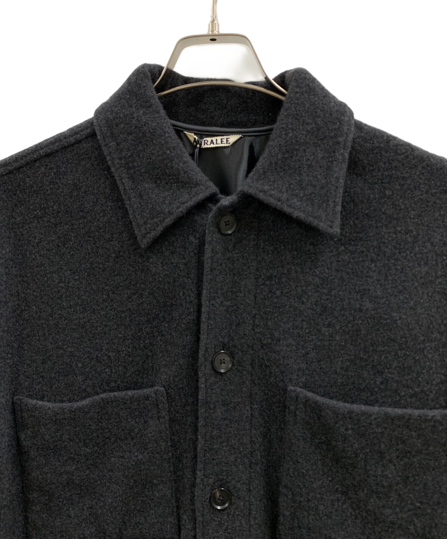 AURALEE (オーラリー) CASHMERE WOOL BRUSHED JERSEY BIG SHIRTS ブラック サイズ:3