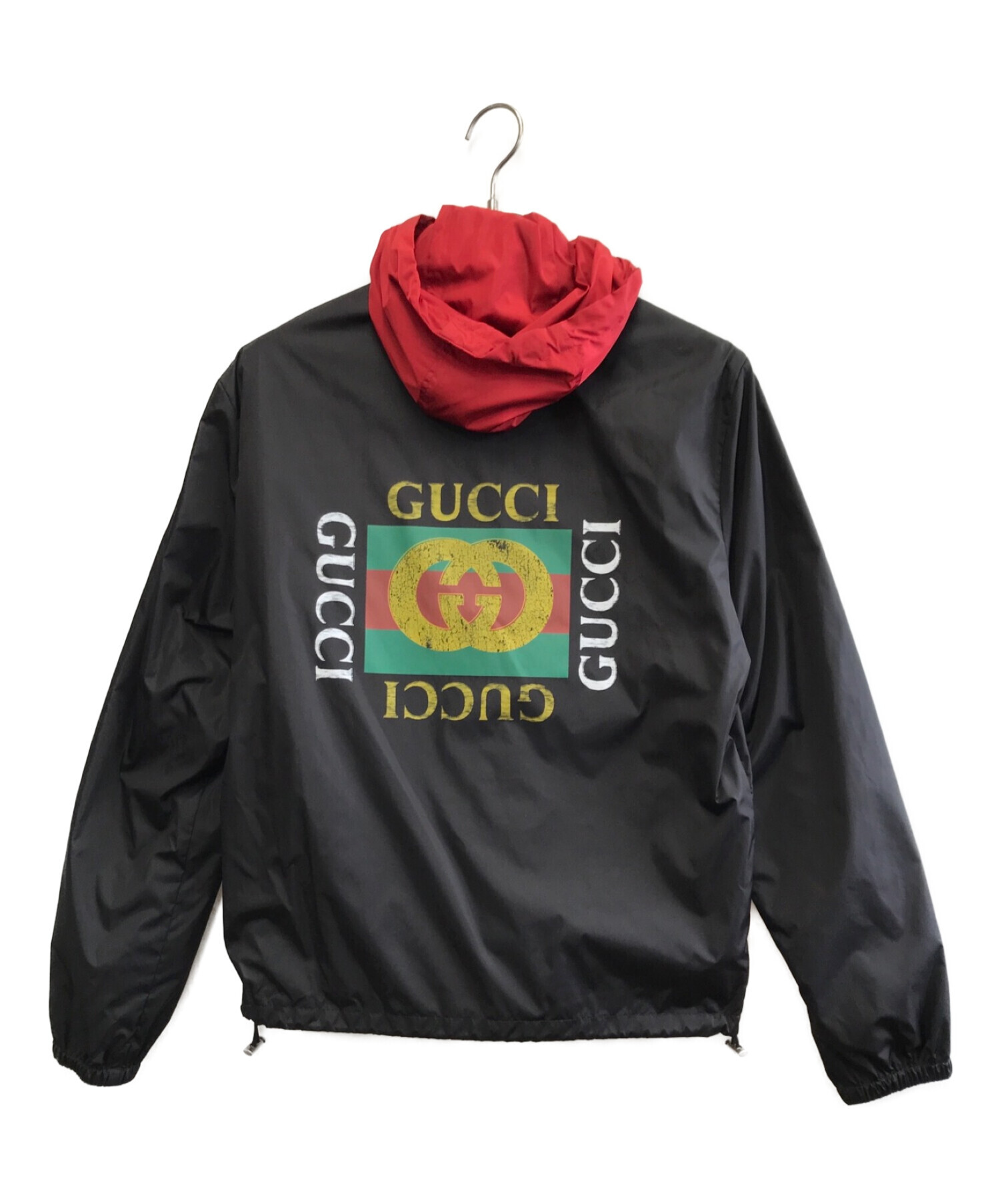 中古・古着通販】GUCCI (グッチ) ナイロンジャケット ブラック×レッド