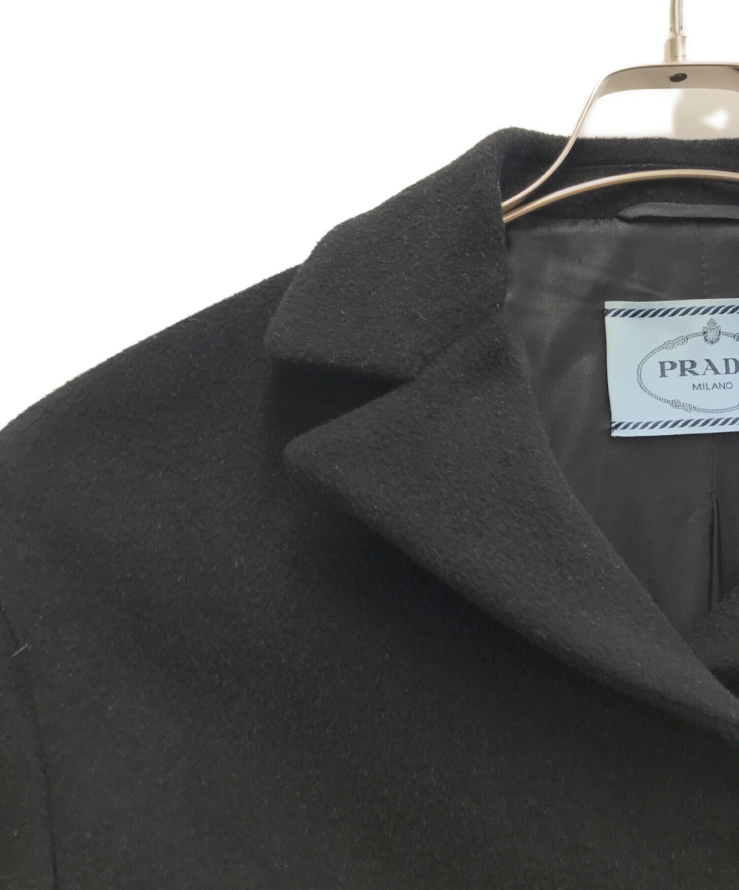 中古・古着通販】PRADA (プラダ) アンゴラ混コート ブラック サイズ:40