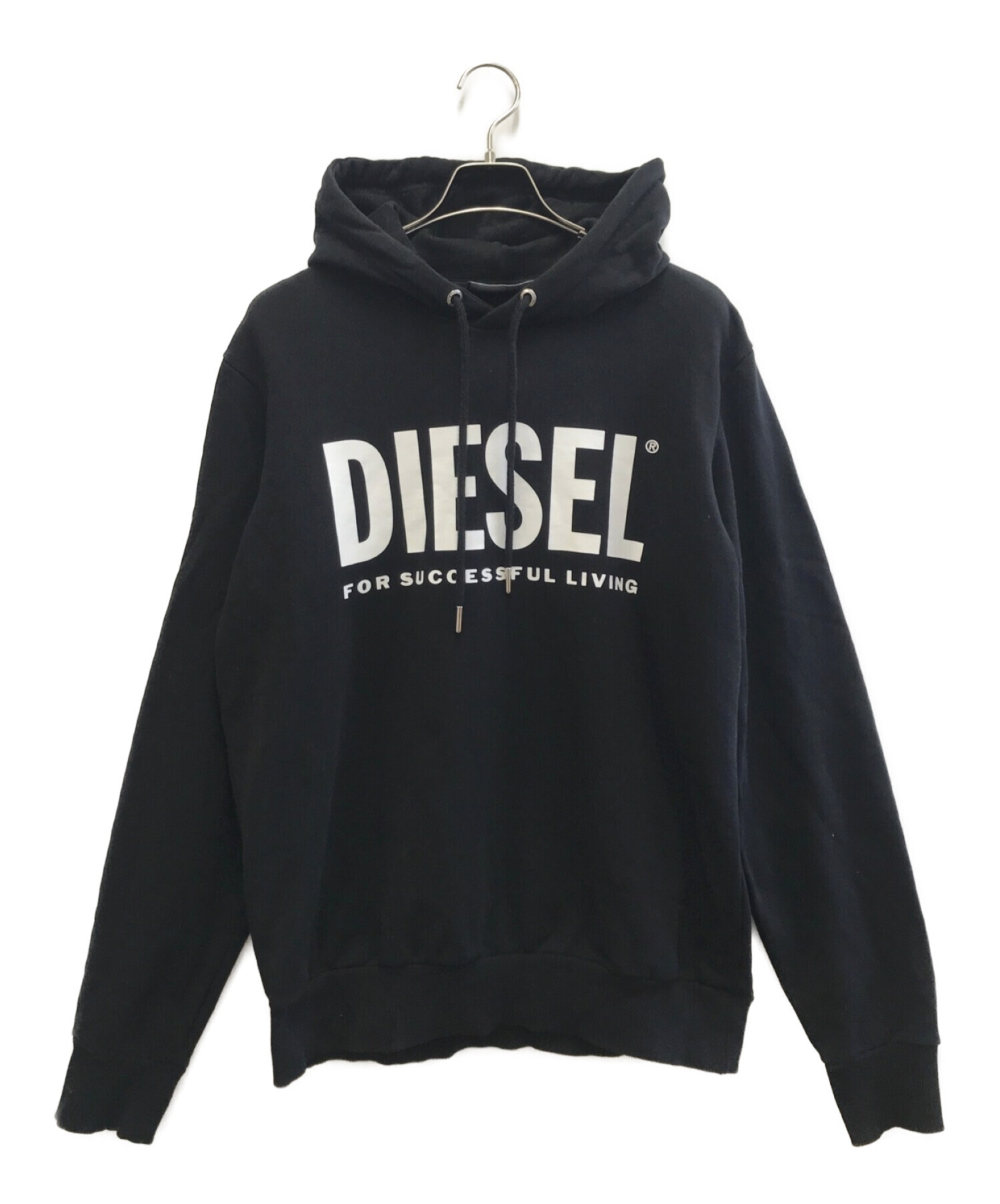 DIESEL (ディーゼル) プルオーバーパーカー ブラック×ホワイト サイズ:M(180/96A)