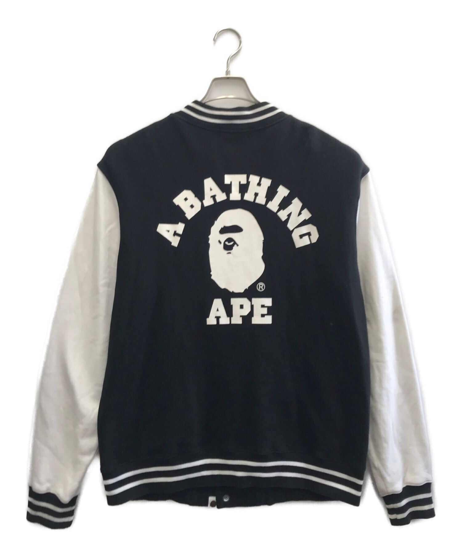 A BATHING APE (アベイシングエイプ) スウェットスタジャン ブラック×ホワイト サイズ:XXL