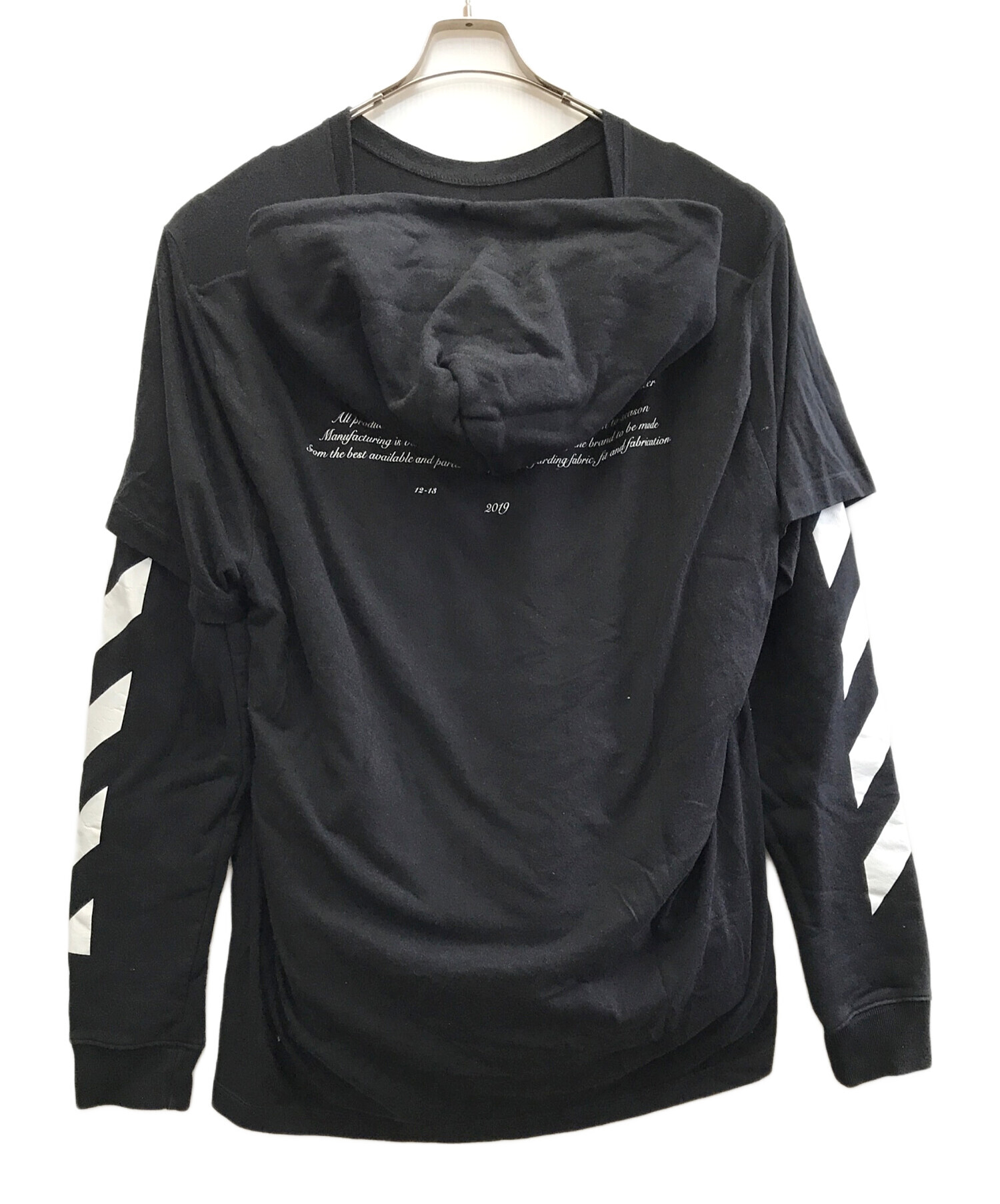 中古・古着通販】OFFWHITE (オフホワイト) レイヤードパーカー ブラック サイズ:XL｜ブランド・古着通販 トレファク公式【TREFAC  FASHION】スマホサイト