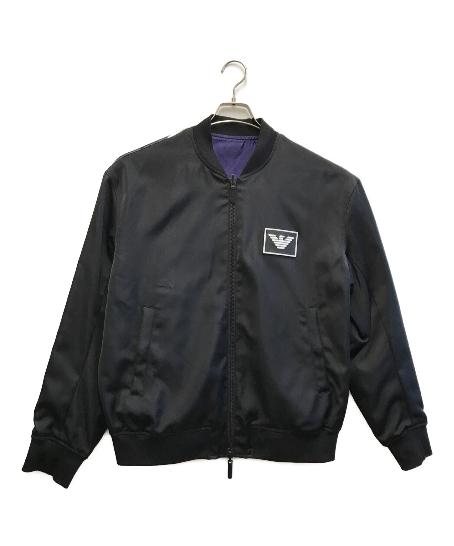 EMPORIO ARMANI (エンポリオアルマーニ) リバーシブルボンバージャケット ブラック×パープル サイズ:52