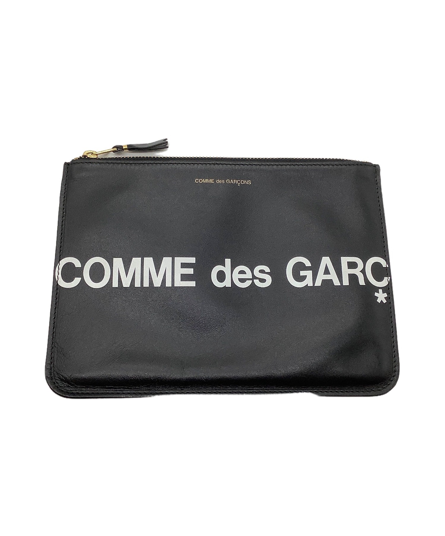 COMME des GARCONS (コムデギャルソン) ロゴレザーポーチ ブラック