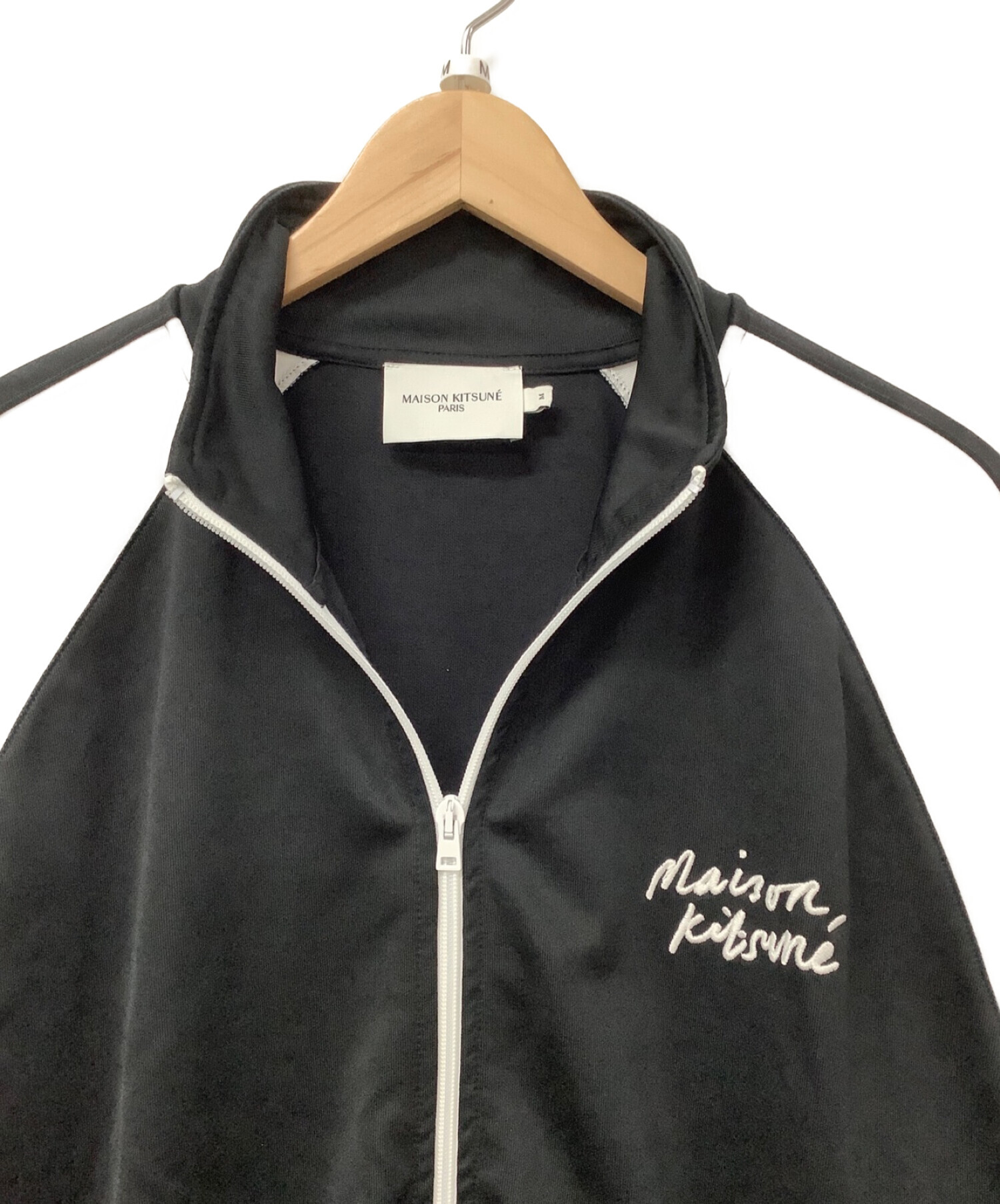 maison kitsune (メゾンキツネ) トラックジャケット ブラック×ホワイト サイズ:M