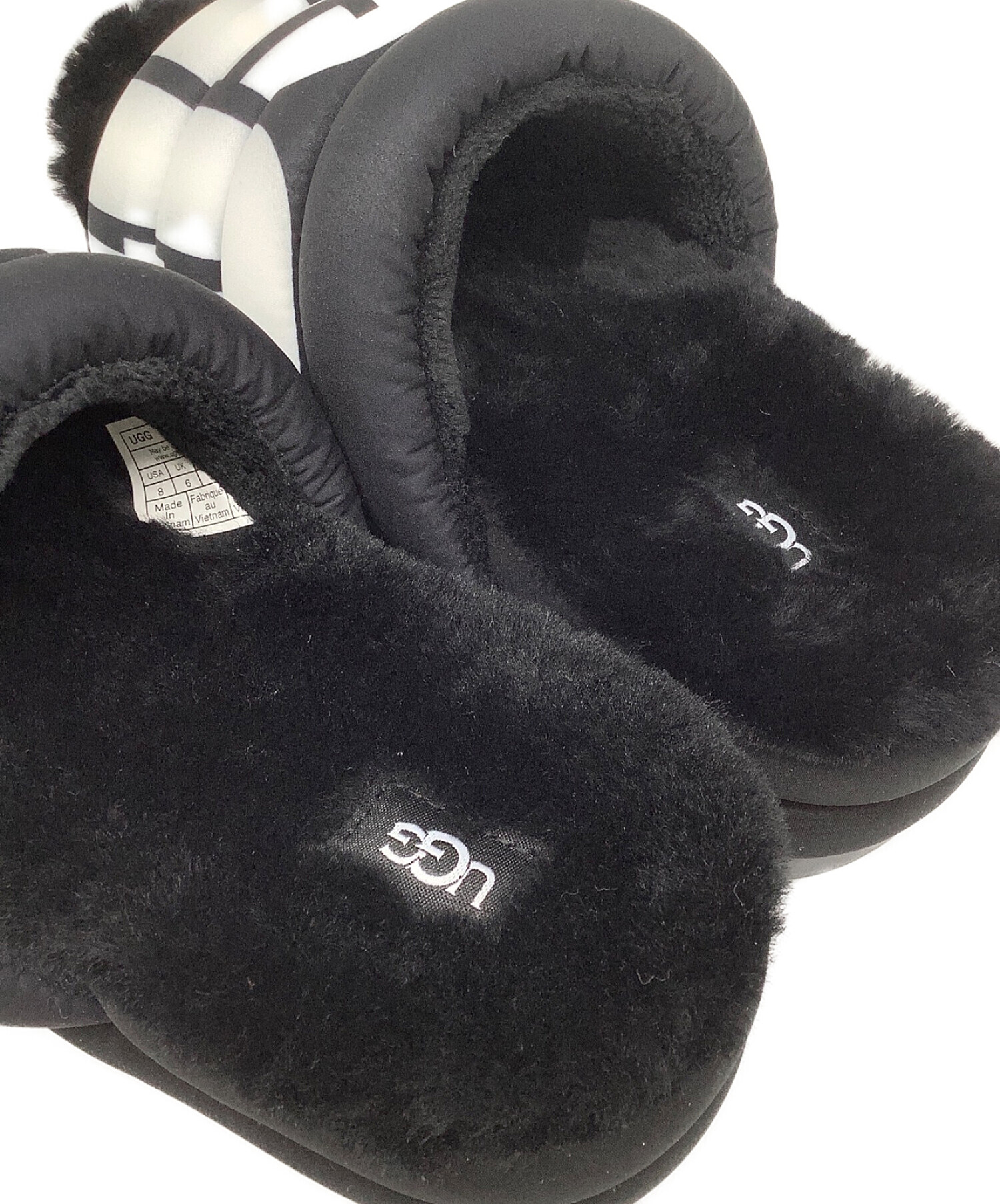 中古・古着通販】UGG (アグ) ファーサンダル ブラック×ホワイト サイズ