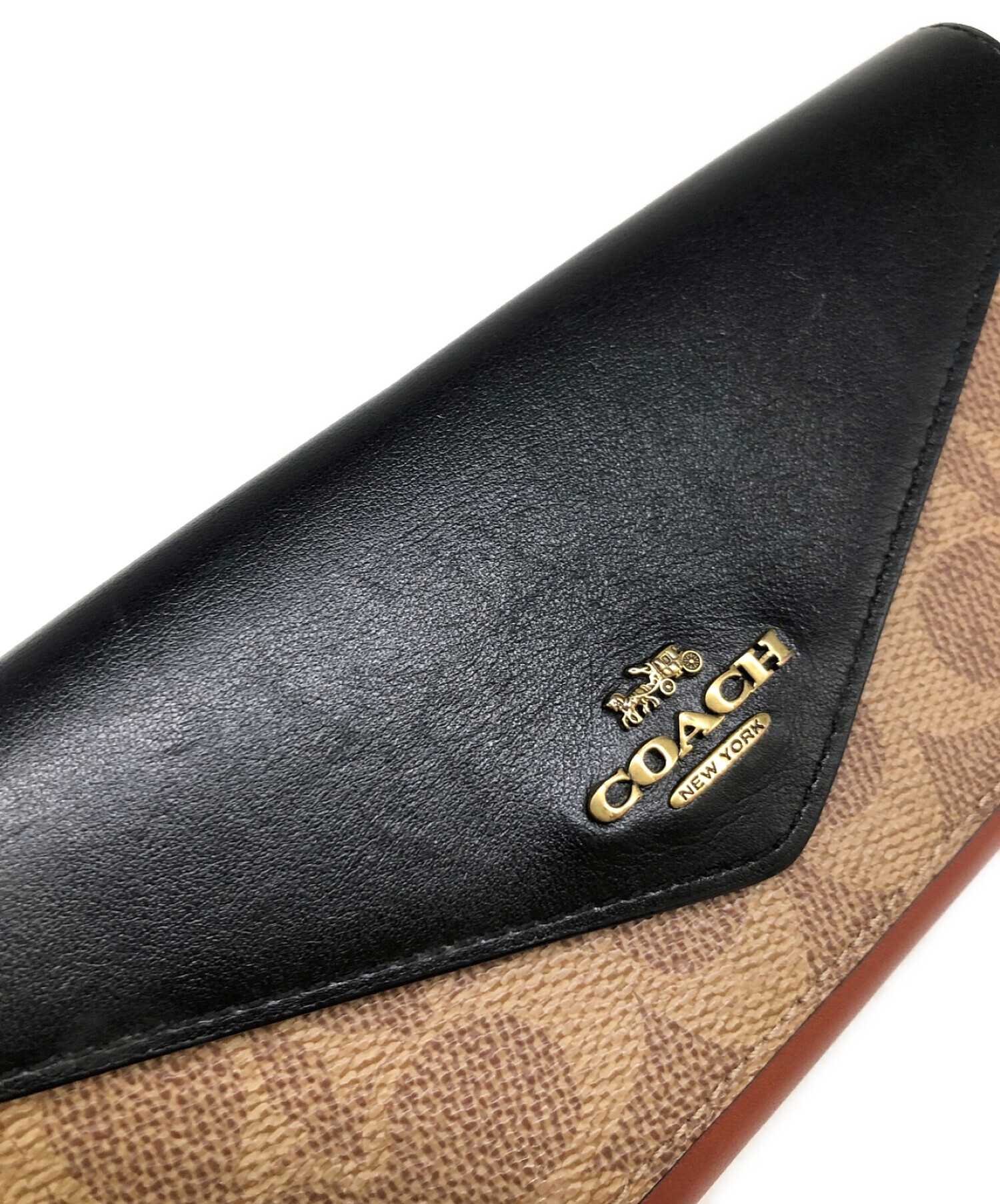 中古・古着通販】COACH (コーチ) 長財布 カラーブロック ブラック