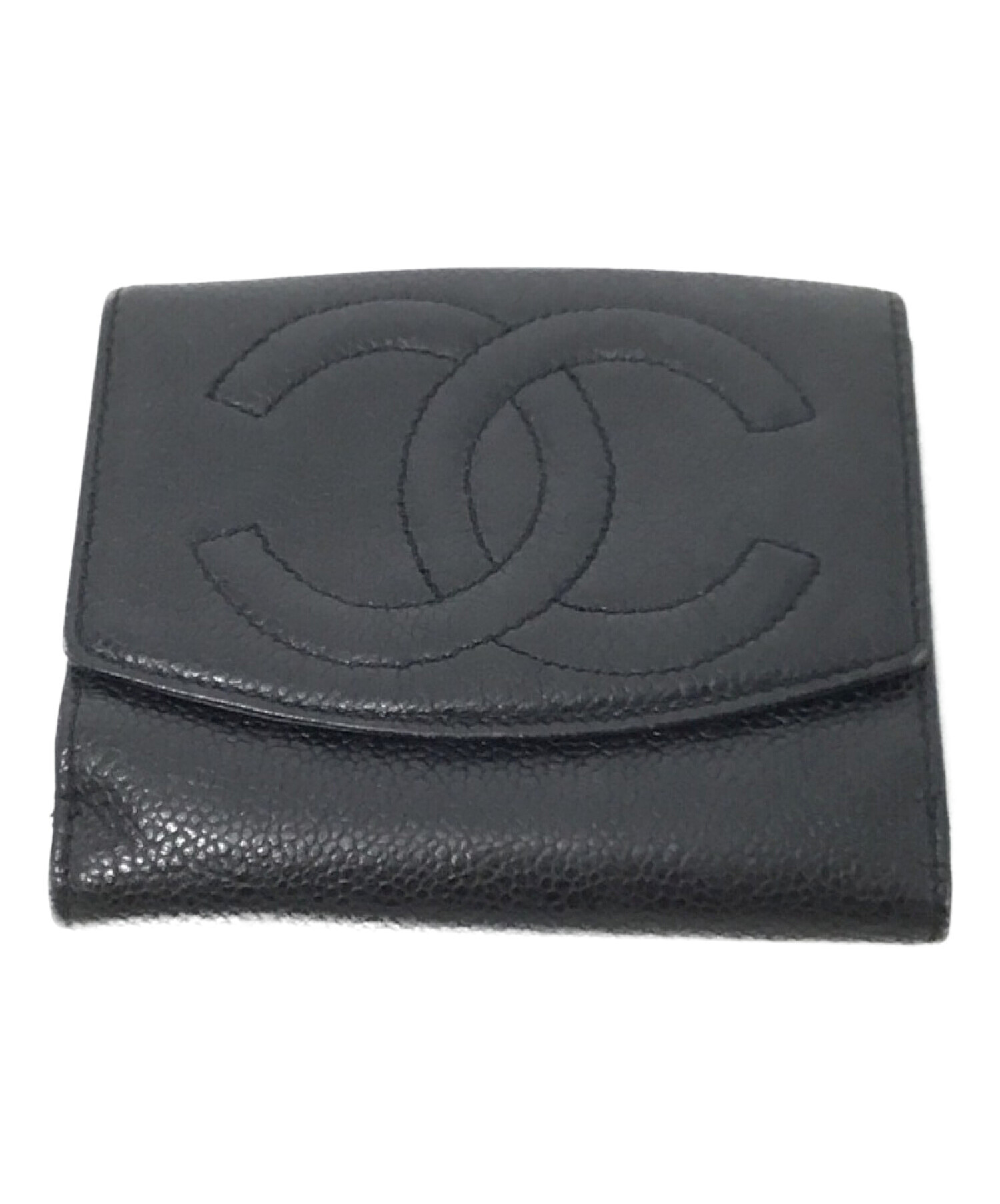 中古・古着通販】CHANEL (シャネル) Wホック財布 ブラック｜ブランド