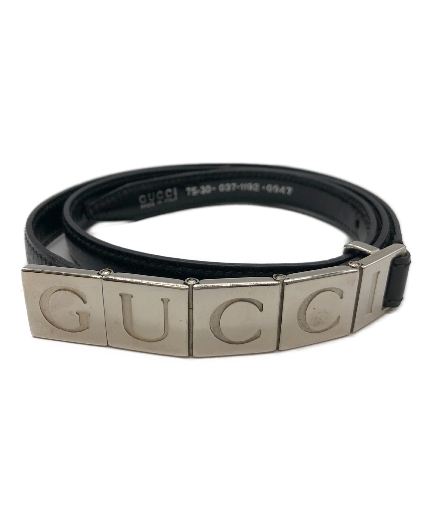 中古・古着通販】GUCCI (グッチ) ロゴバックルベルト ブラック