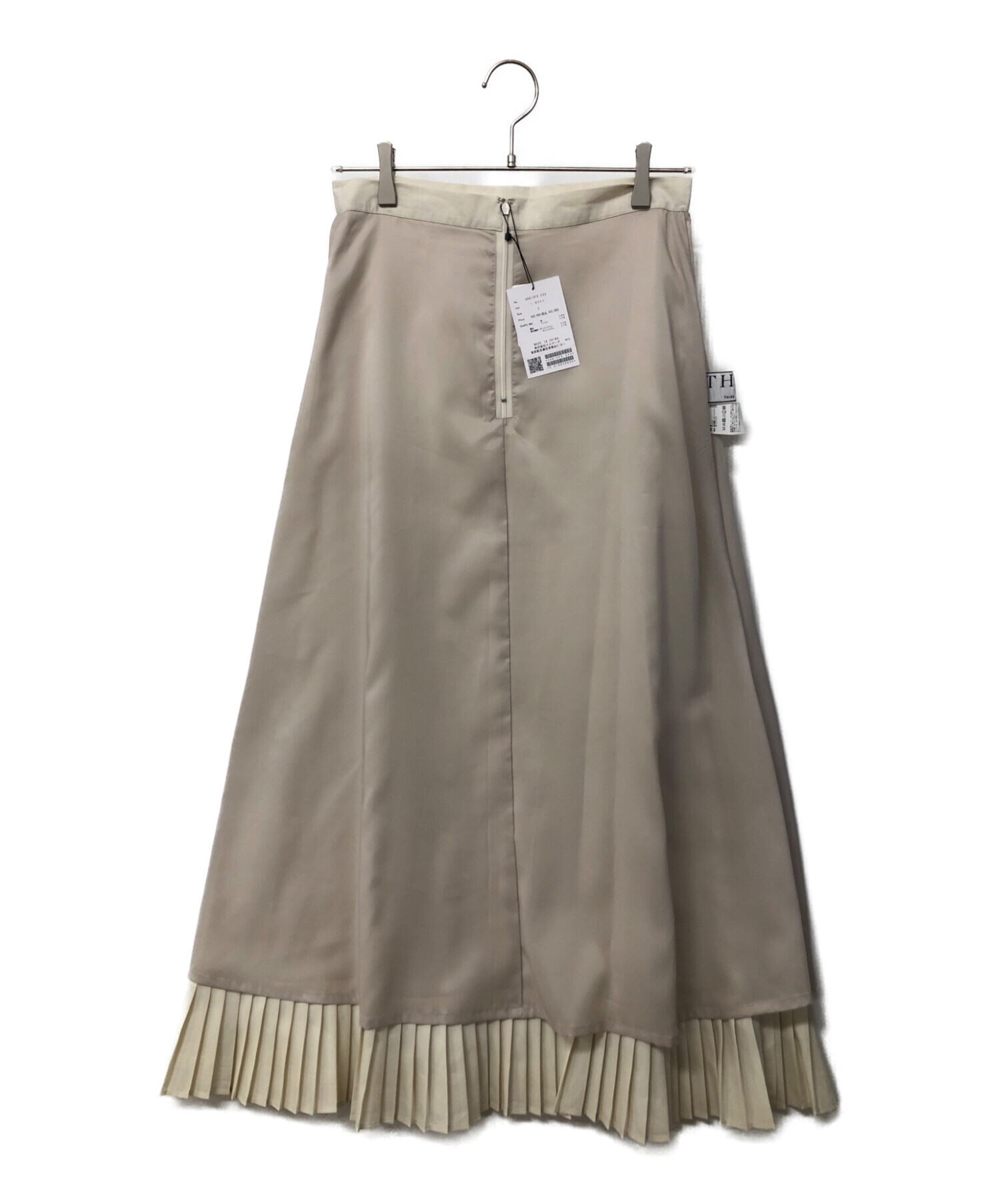 THIRD MAGAZINE (サードマガジン) リネンナイロン裾タックロングスカート グレー サイズ:3 未使用品