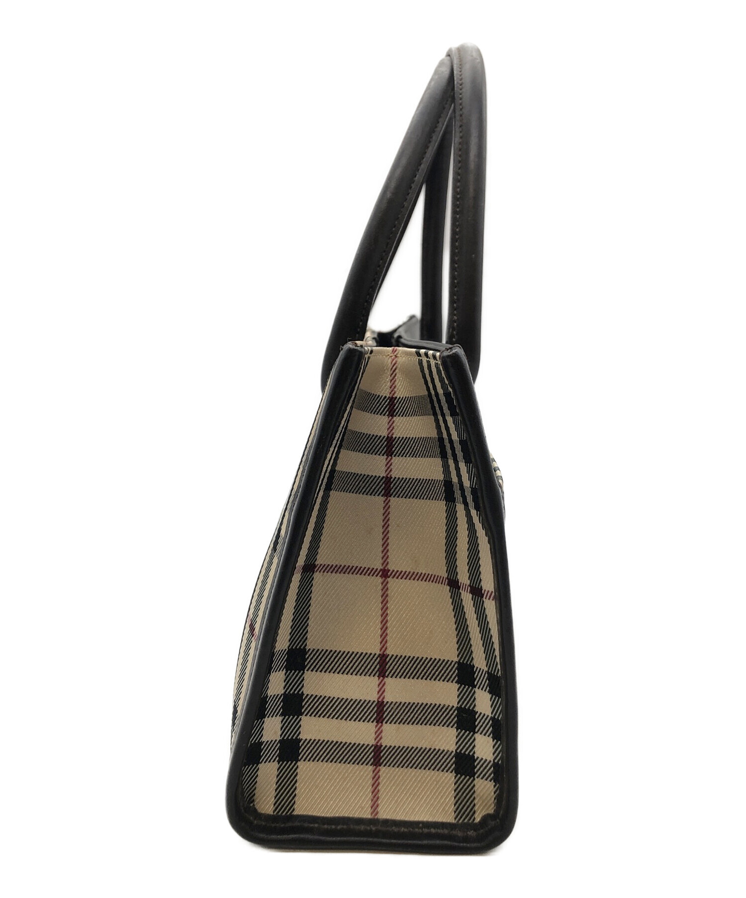 BURBERRY (バーバリー) スクエアハンドバッグ ベージュ×ブラウン