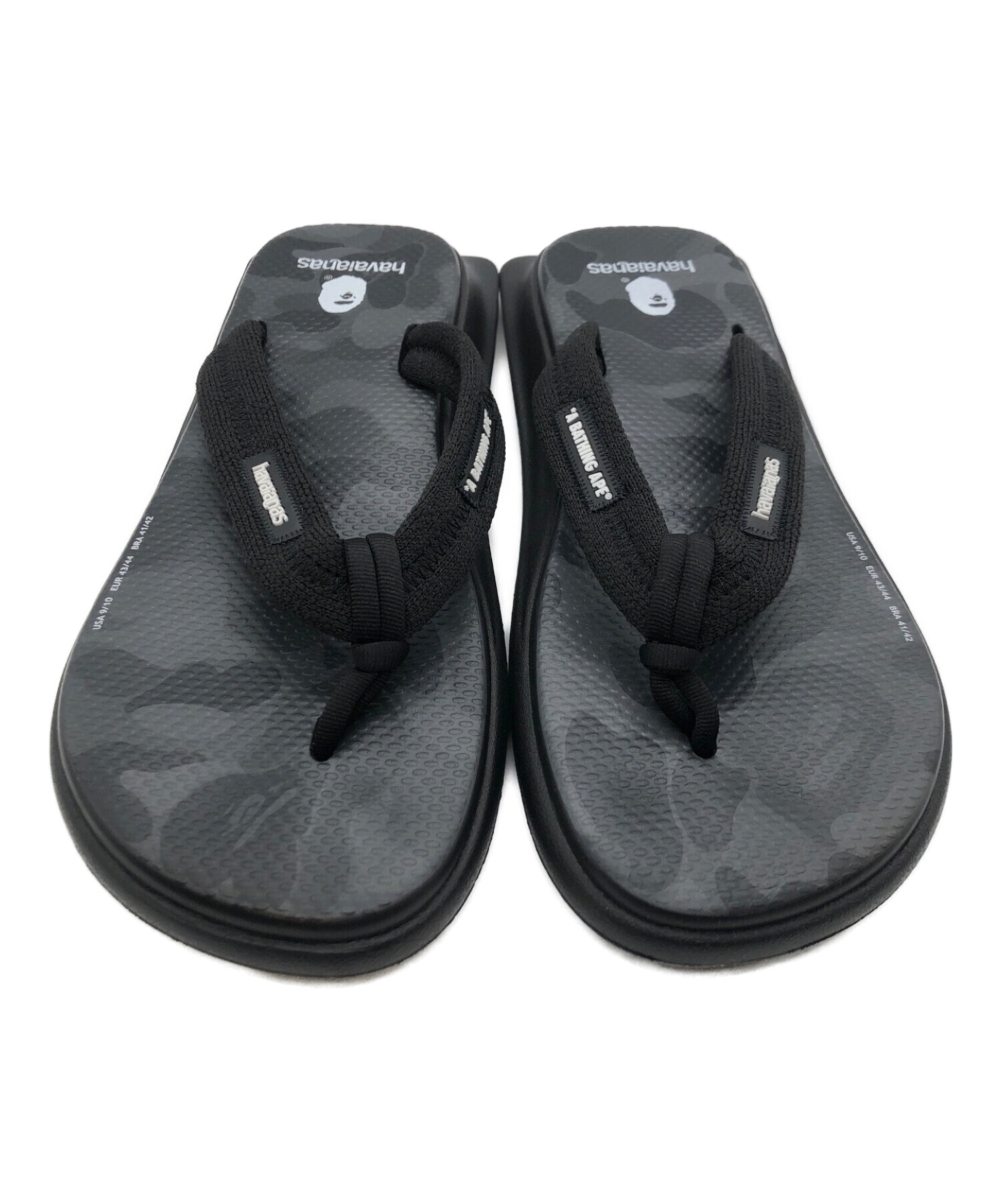 HAVAIANAS (ハワイアナス) A BATHING APE (アベイシングエイプ) TRADI ZORI ブラック×グレー  サイズ:USA9/10　EUR43/44　BRA41/42 未使用品