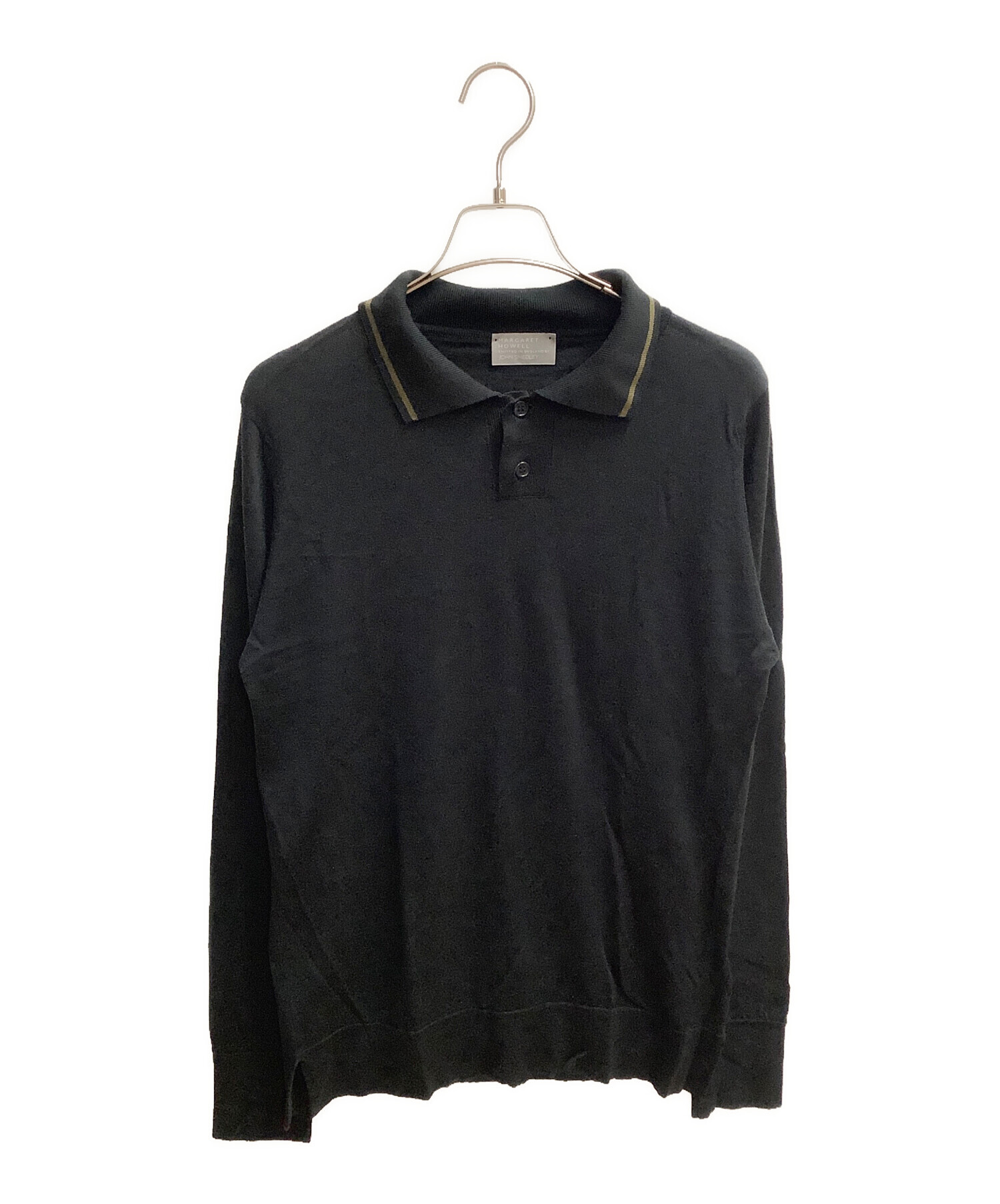 MARGARET HOWELL (マーガレットハウエル) JOHN SMEDLEY (ジョンスメドレー) ニットポロシャツ ブラック サイズ:SIZE  M