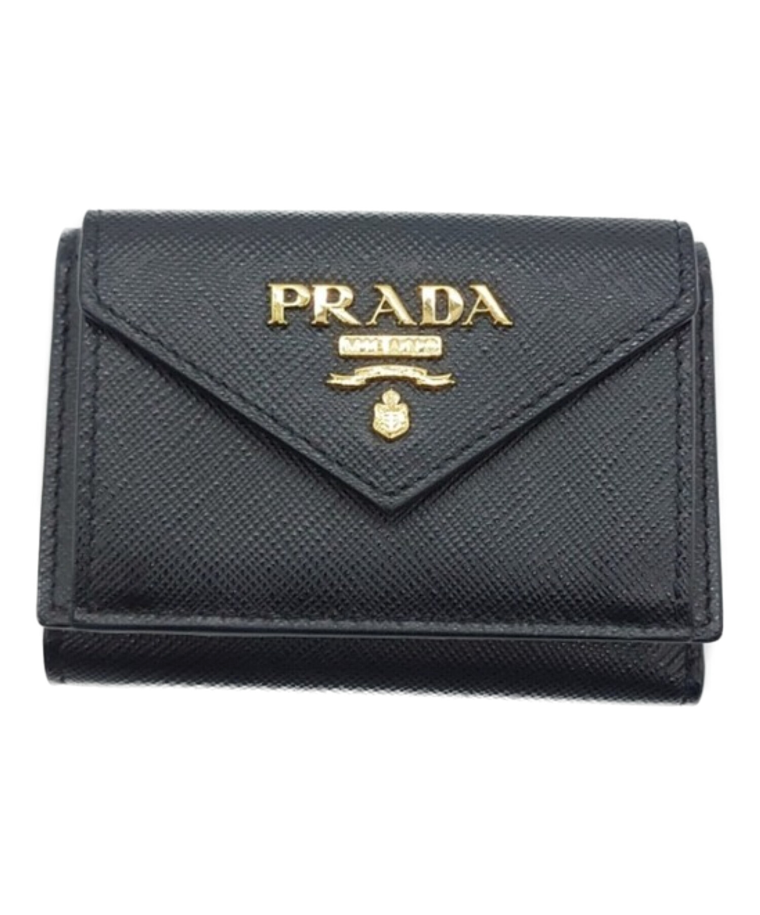 中古・古着通販】PRADA (プラダ) 3つ折り財布 ブラック×ピンク ...