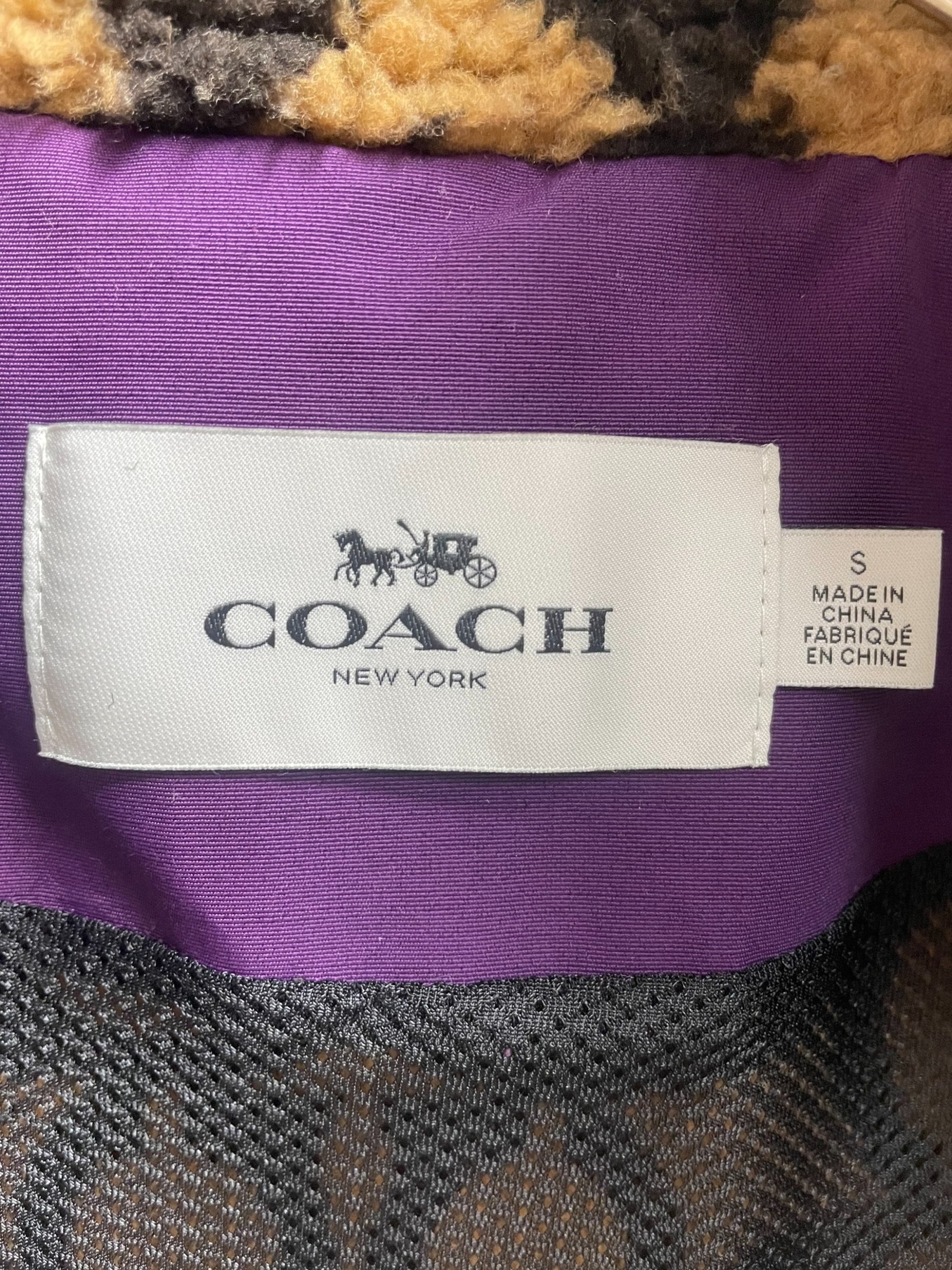 COACH (コーチ) フリースジャケット ブラウン×パープル サイズ:S