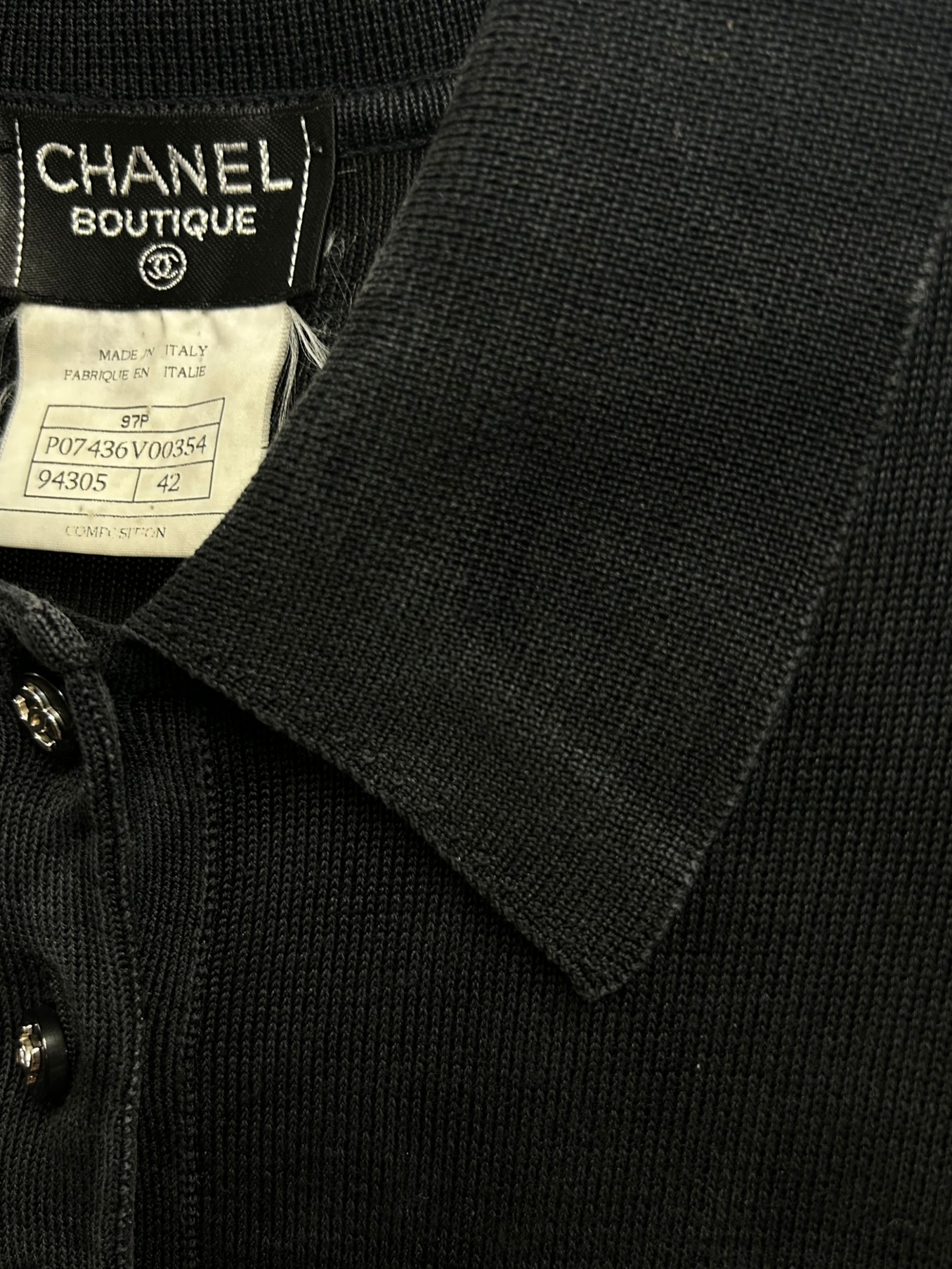 CHANEL (シャネル) シルクニットポロシャツ ブラック サイズ:42