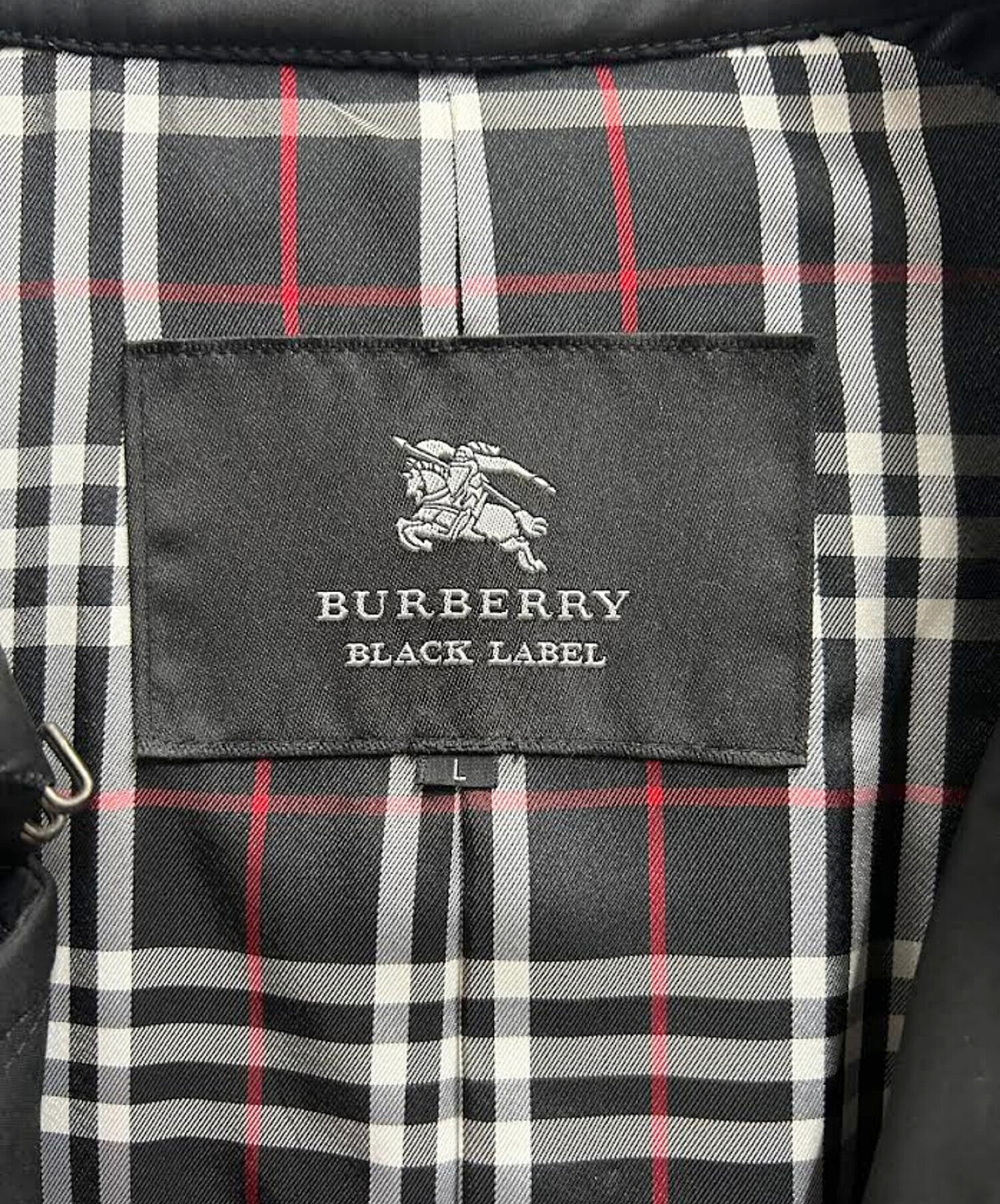 BURBERRY BLACK LABEL (バーバリーブラックレーベル) ナイロンミドルトレンチコート ブラック サイズ:L