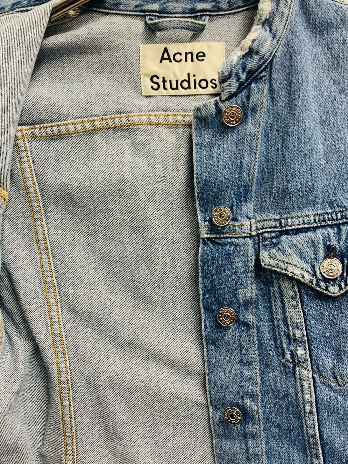 メーカー直売】 Studios ACNE ノーカラーデニムJK 中古美品 34