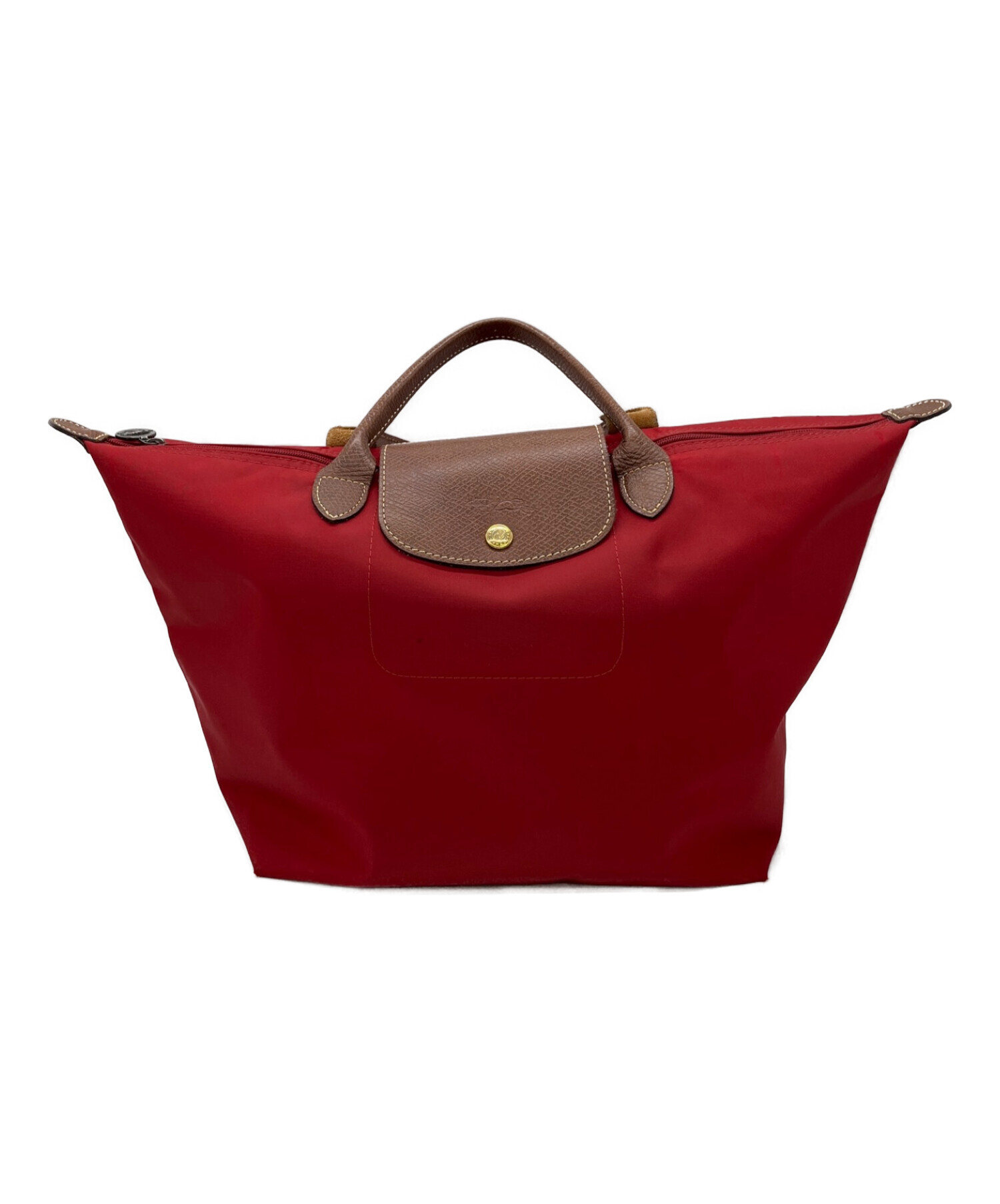 LONGCHAMP (ロンシャン) トートバッグ/ル・プリアージュ レッド×ブラウン サイズ:M