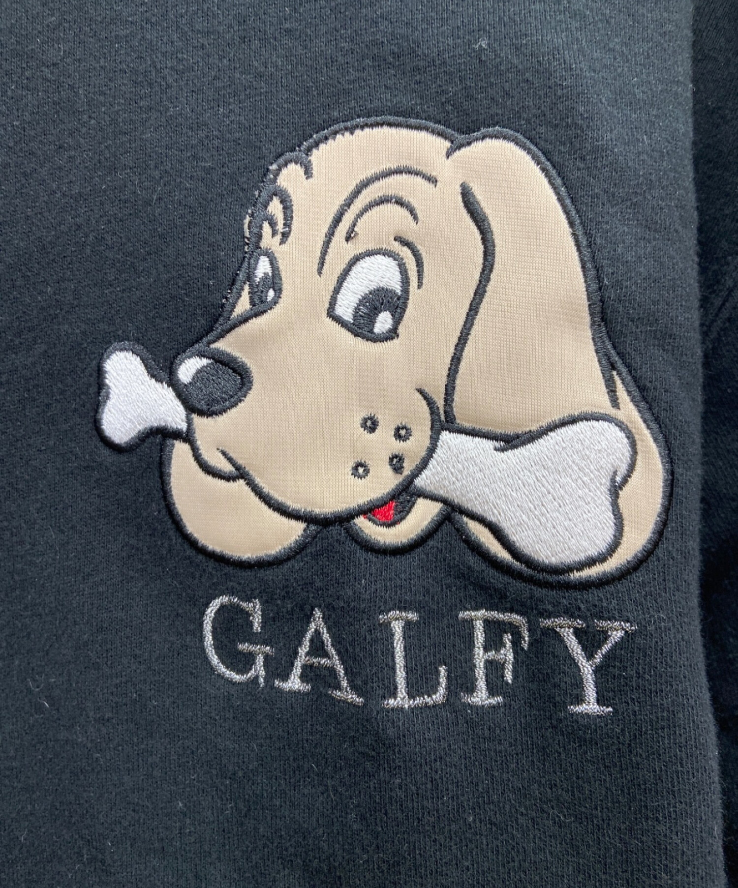 【完売品】galfy パーカー 90s 80s 犬ロゴ ネイビーブラック 刺繍
