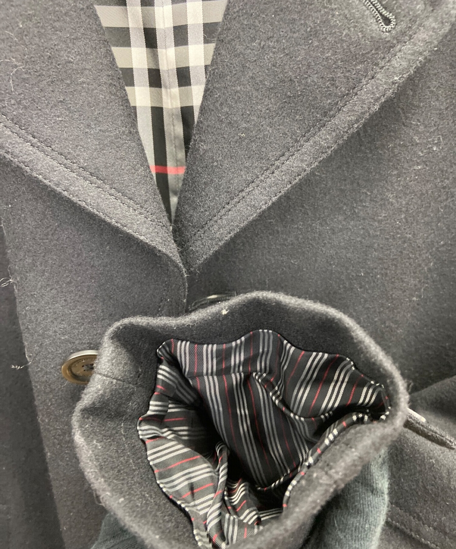 BURBERRY BLACK LABEL (バーバリーブラックレーベル) ウールシングルレンチコート ブラック サイズ:M