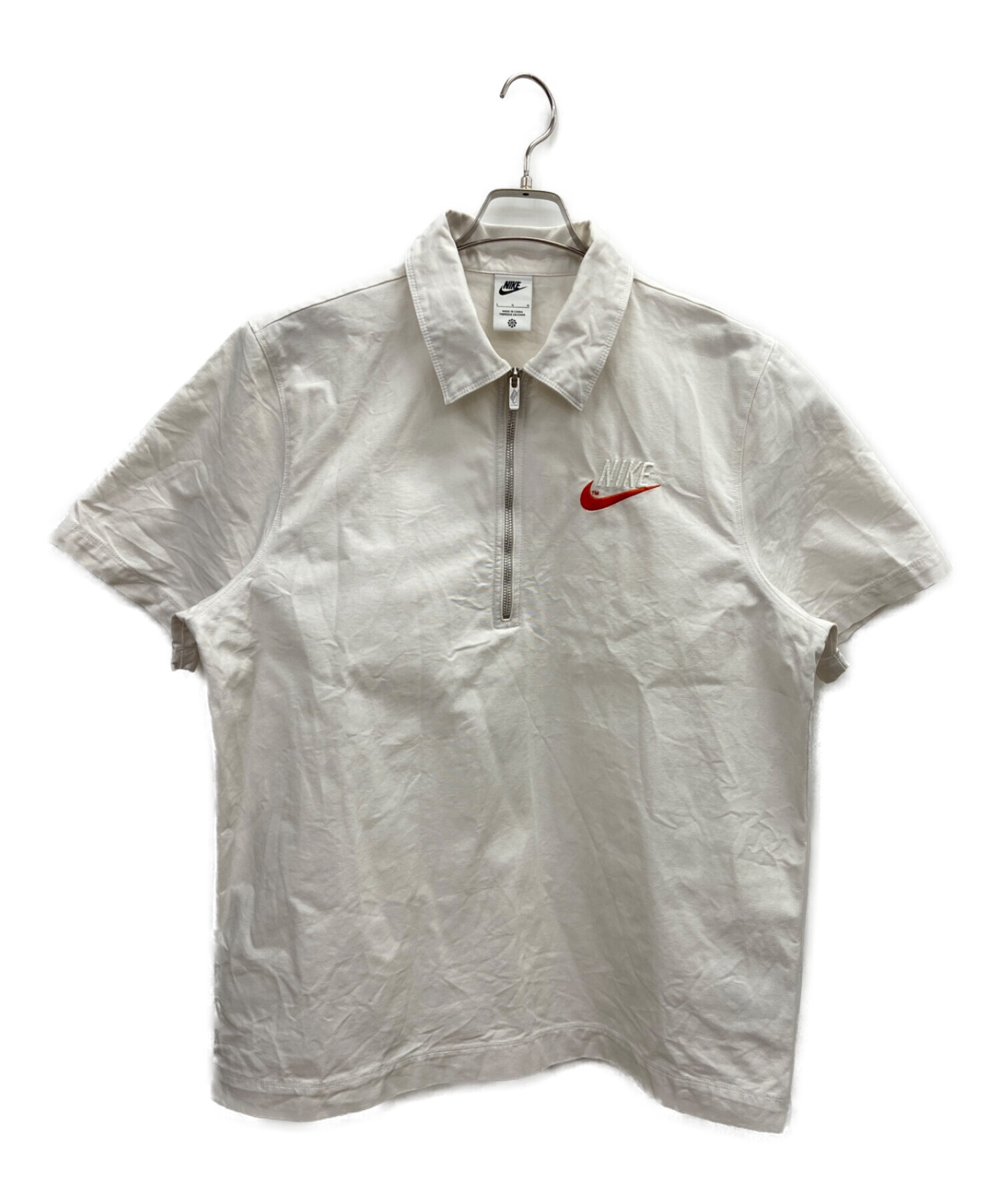NIKE (ナイキ) 半袖ハーフジップシャツ ホワイト サイズ:L