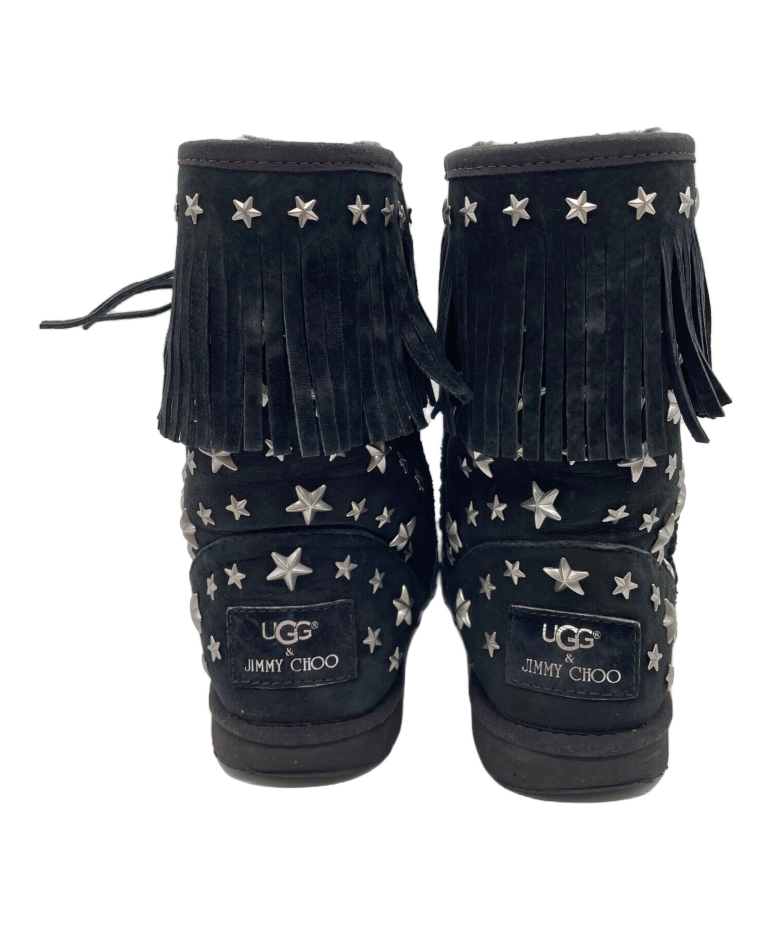 UGG (アグ) JIMMY CHOO (ジミーチュウ) スタースタッズフリンジムートンブーツ ブラック サイズ:23cm