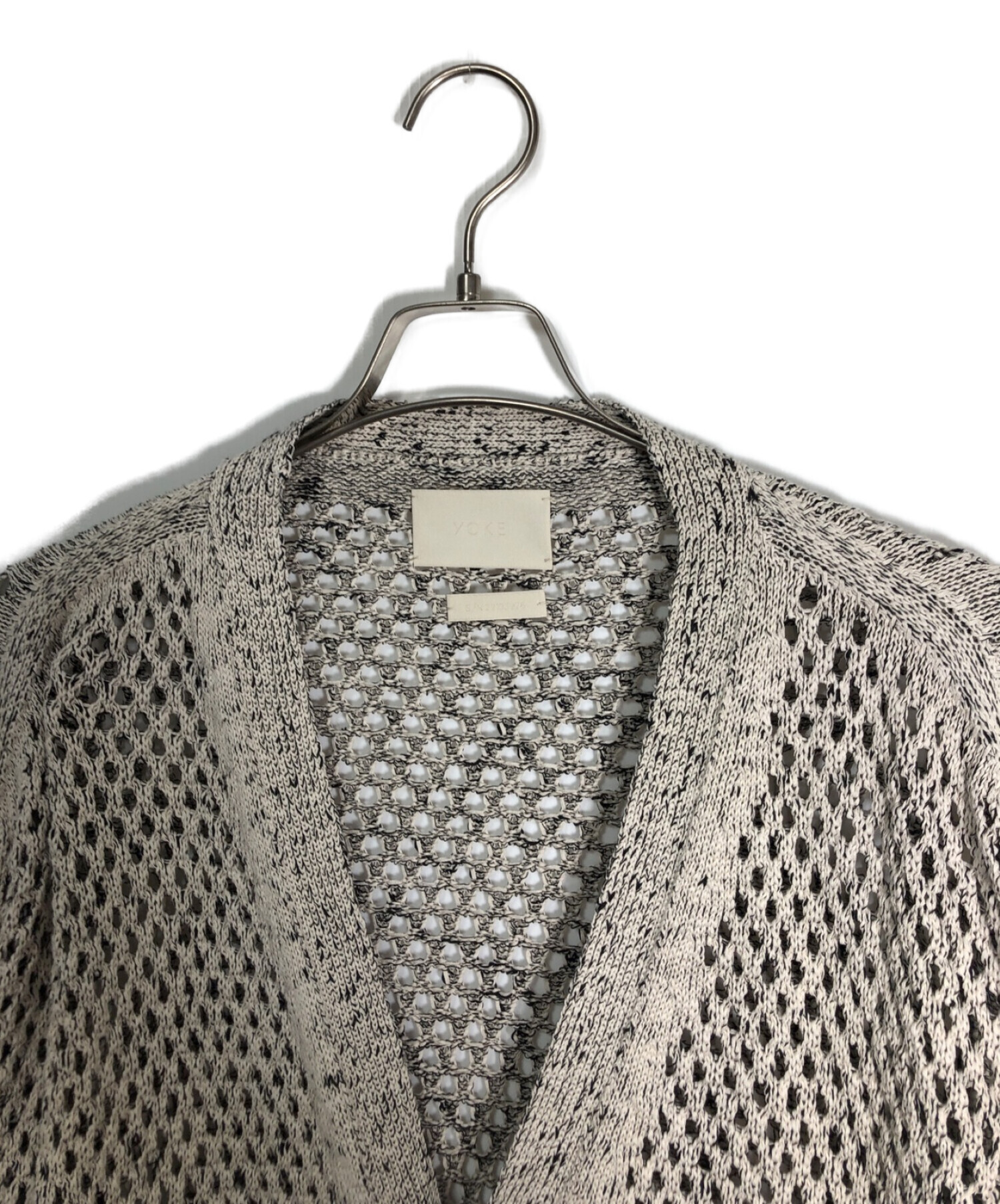 中古・古着通販】YOKE (ヨーク) MESHED KNIT CARDIGAN ライトグレー