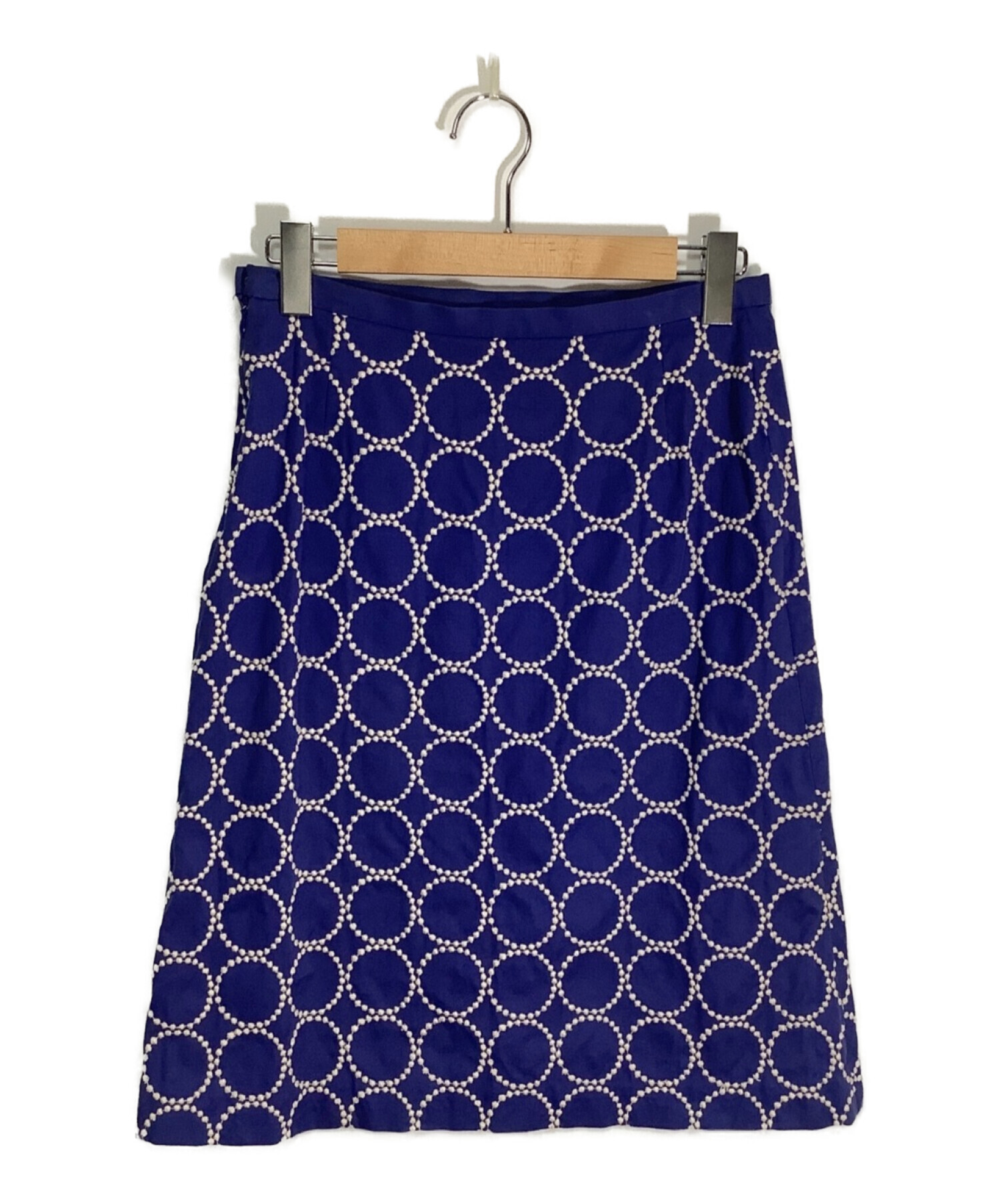 mina perhonen (ミナ ペルホネン) 刺繍スカート ブルー×ホワイト サイズ:38