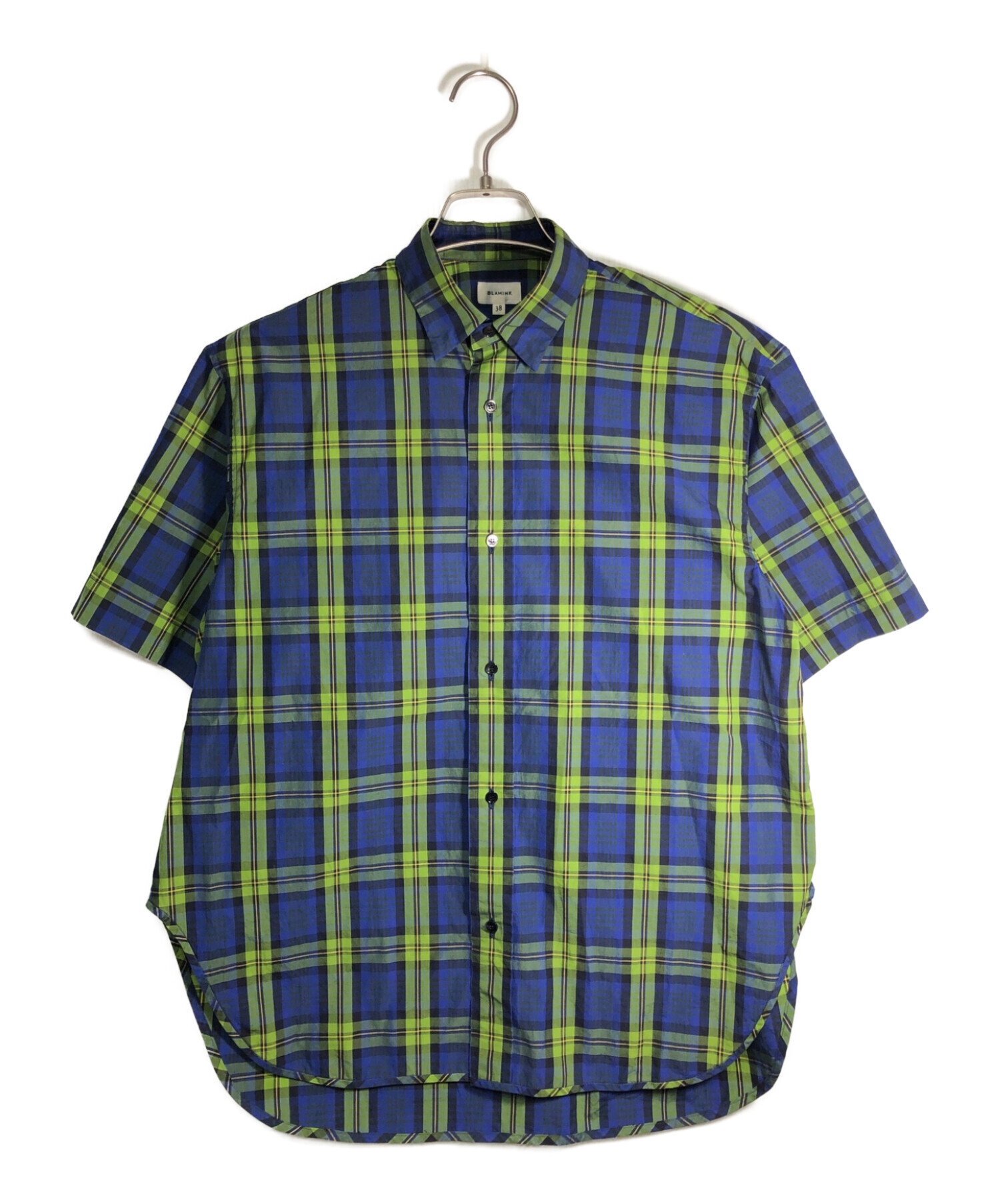 BLAMINK (ブラミンク) 半袖シャツ ブルー×グリーン サイズ:38