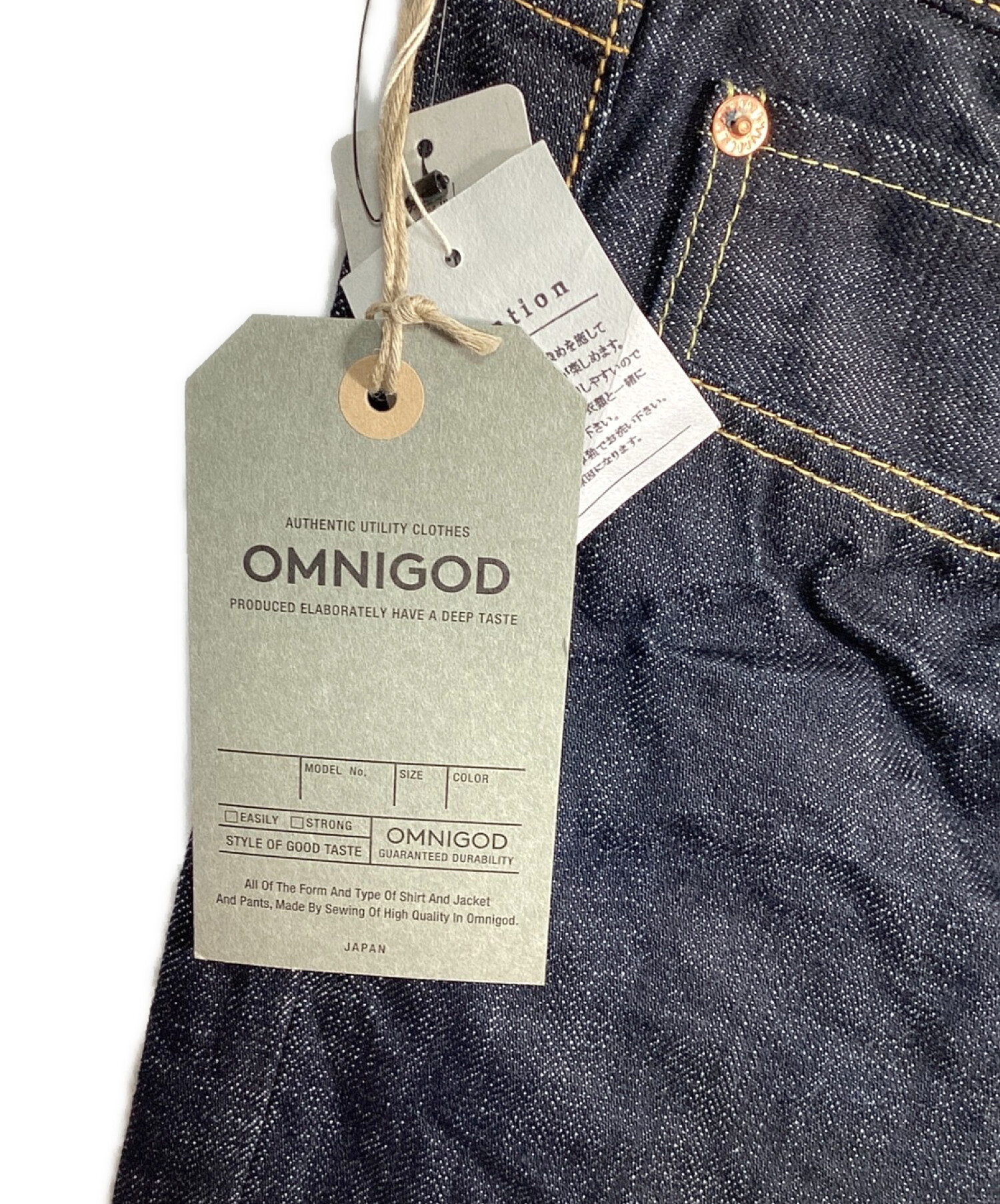 OMNIGOD (オムニゴッド) デニムパンツ インディゴ サイズ:SIZE W30 未使用品