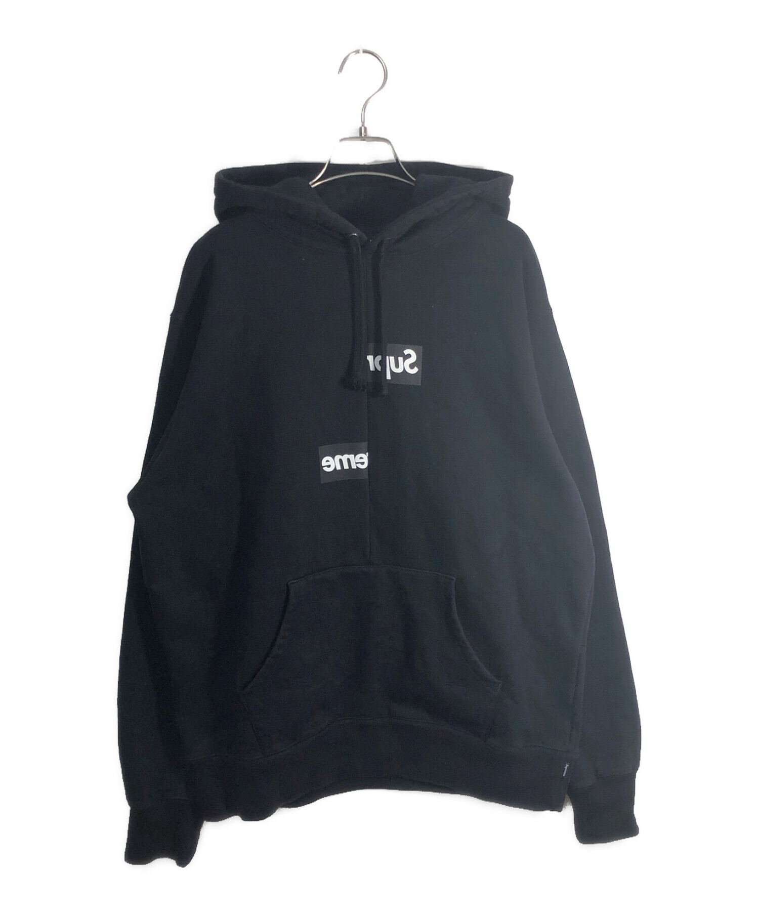 SUPREME (シュプリーム) COMME des GARCONS (コムデギャルソン) Split Box Logo Hooded  Sweatshirts ブラック サイズ:L