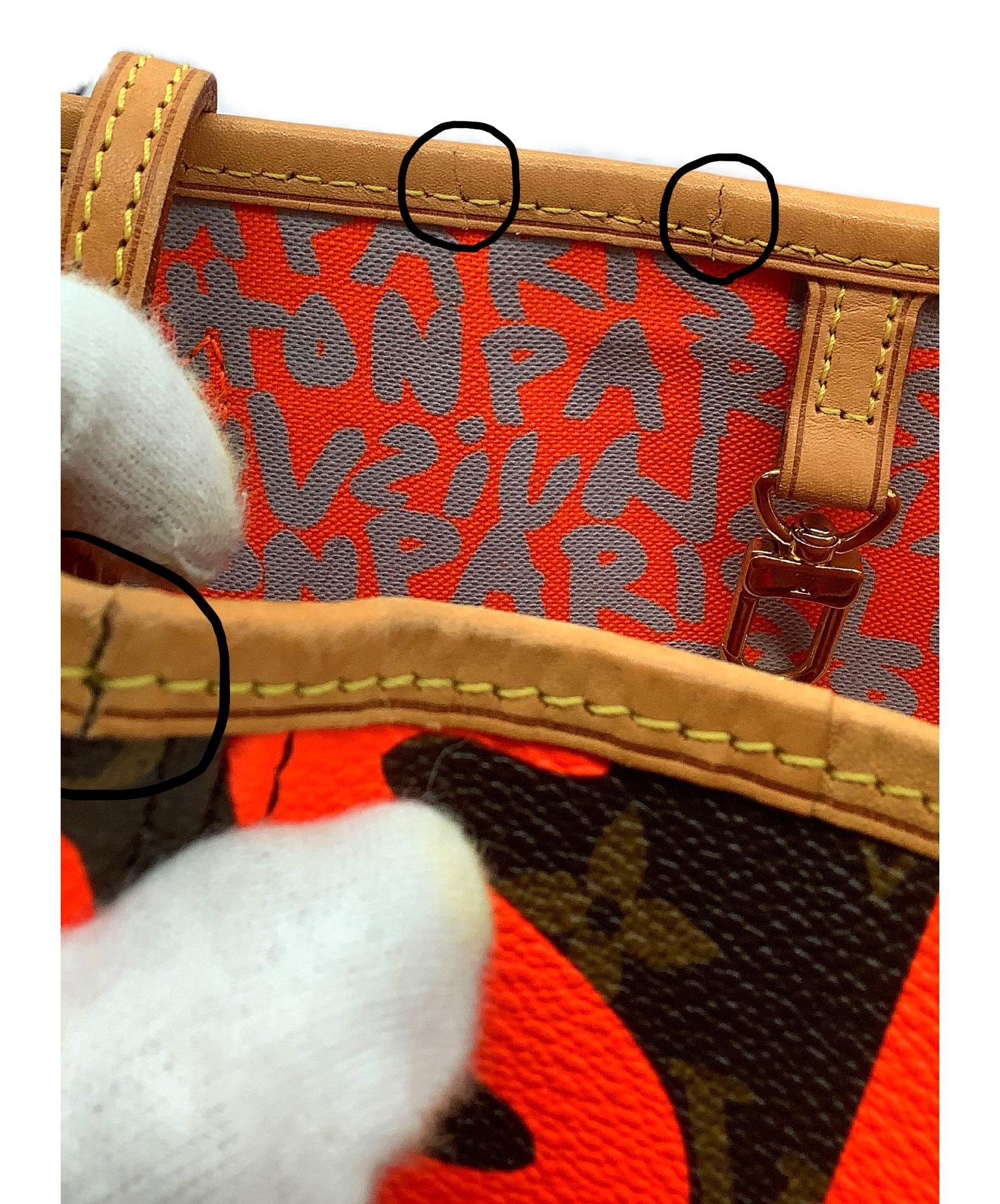 Louis Vuitton LOUIS VUITTON Monogram Graffiti Neverfull GM Tote Bag Orange  M93702 Gold Hardware