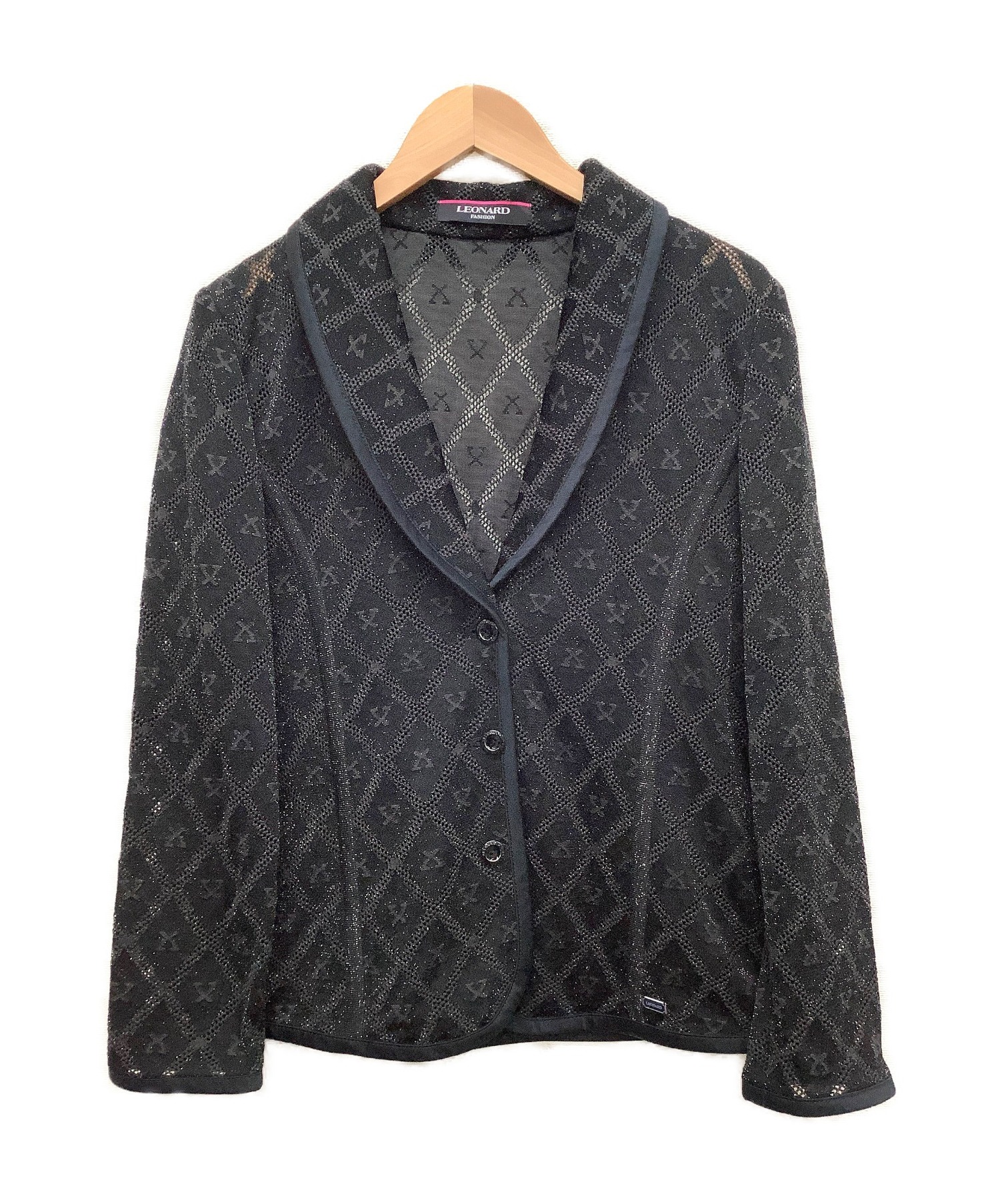 LEONARD (レオナール) ラメメッシュシルクジャケット ブラック サイズ:42 秋物 シルク62%