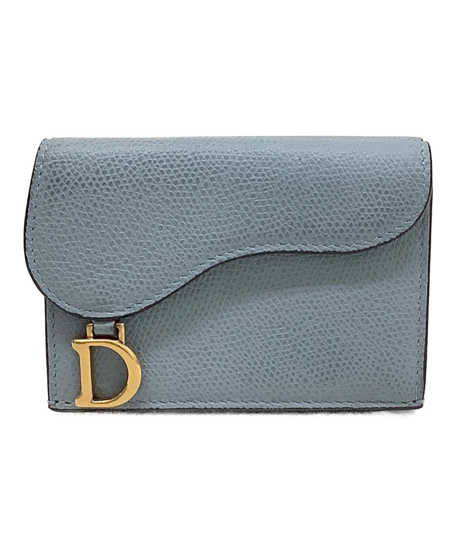 ChristianDior サドル コンパクトウォレット ブルー - 折り財布