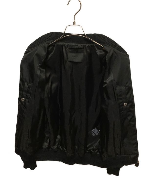 PRADA (プラダ) ロゴプレートボンバージャケット ブラック サイズ:46