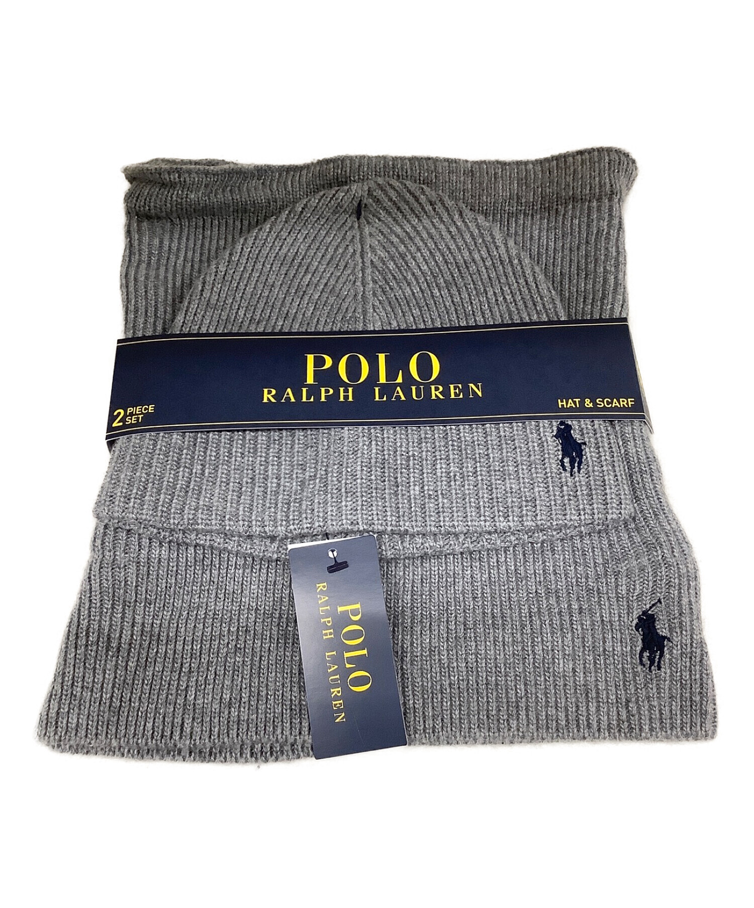 POLO RALPH LAUREN (ポロ・ラルフローレン) ネックウォーマー ニット帽 セット グレー 未使用品