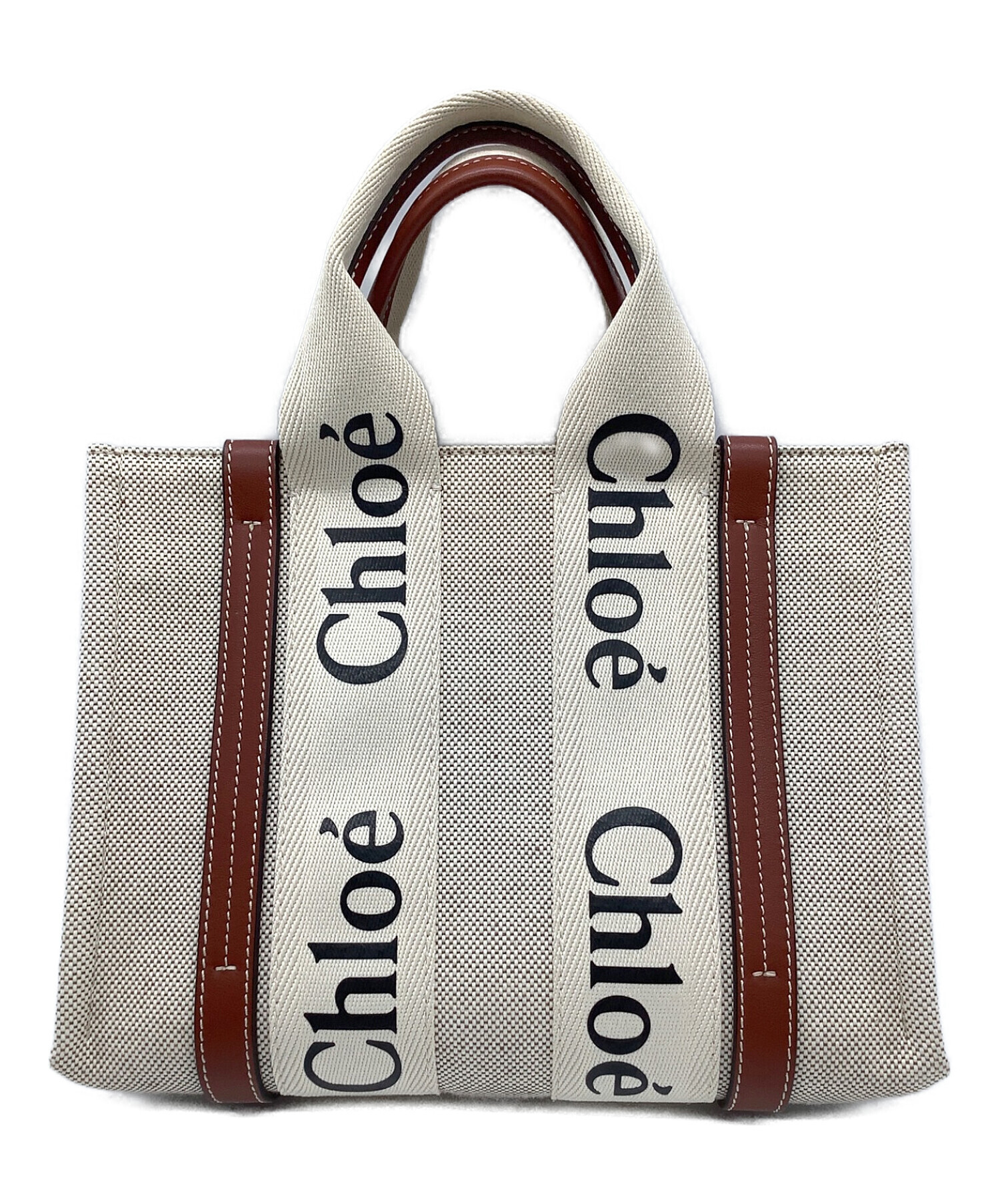 中古・古着通販】Chloe (クロエ) WOODY SMALL TOTE ベージュ×ブラウン