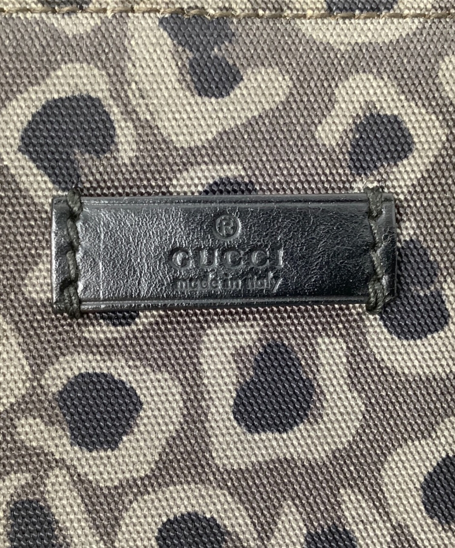 中古・古着通販】GUCCI (グッチ) レオパードクラッチバッグ グレー