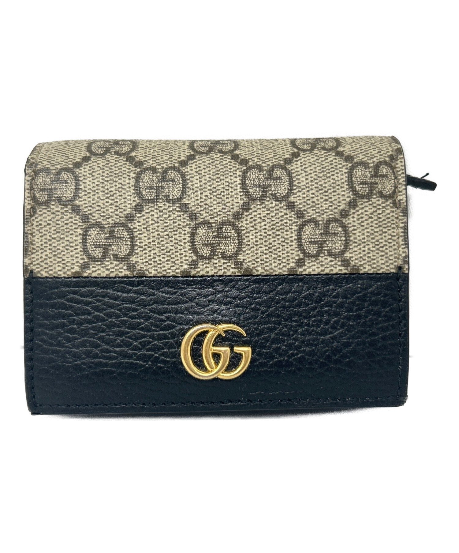 中古・古着通販】GUCCI (グッチ) 2つ折り財布 ベージュ×ダークブラウン